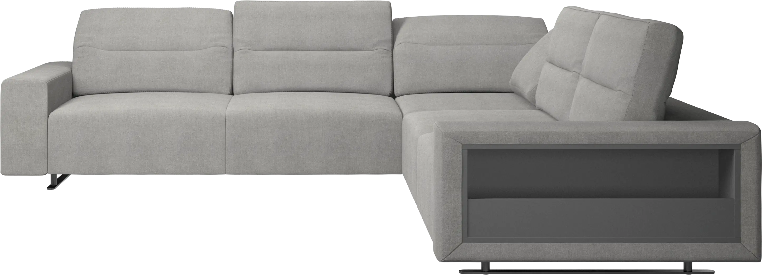 Hampton corner sofa with adjustable back and storage on right side