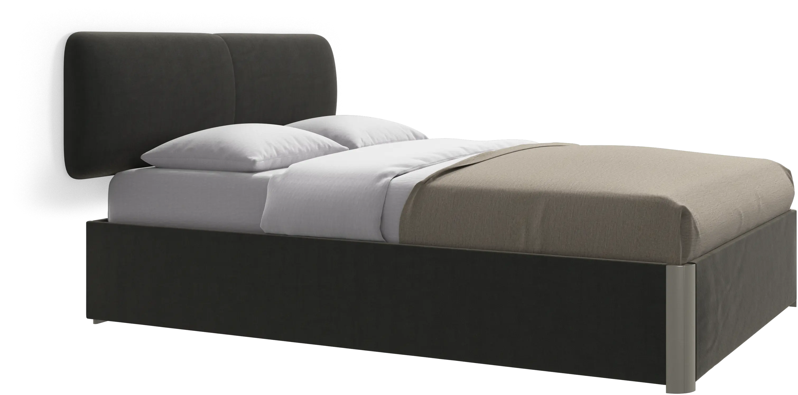 Element bed, wall-mounted headboard, with slats and storage solution, excl. mattress