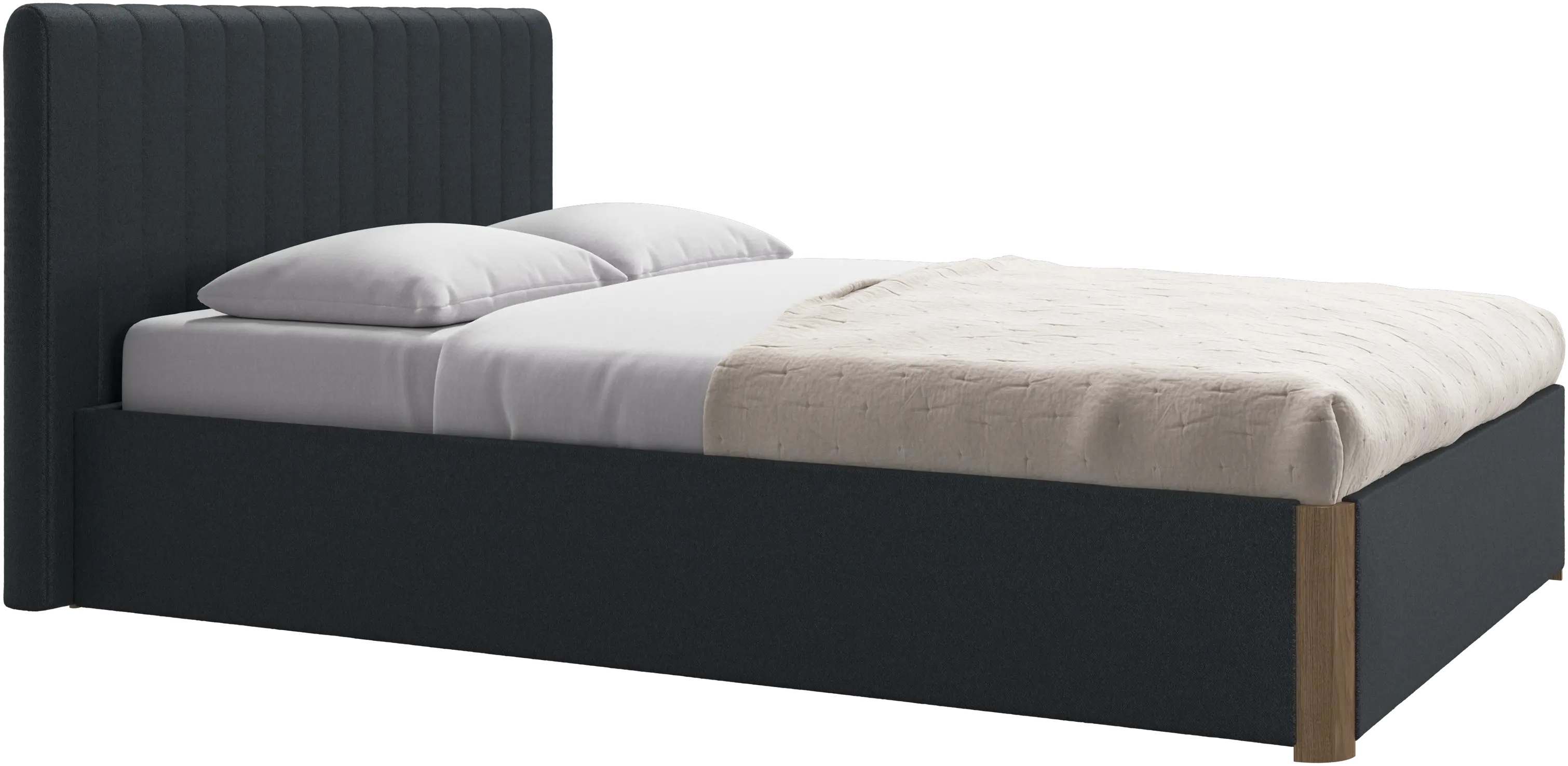 Element bed, bed-mounted headboard, with slats and storage solution, excl. mattress