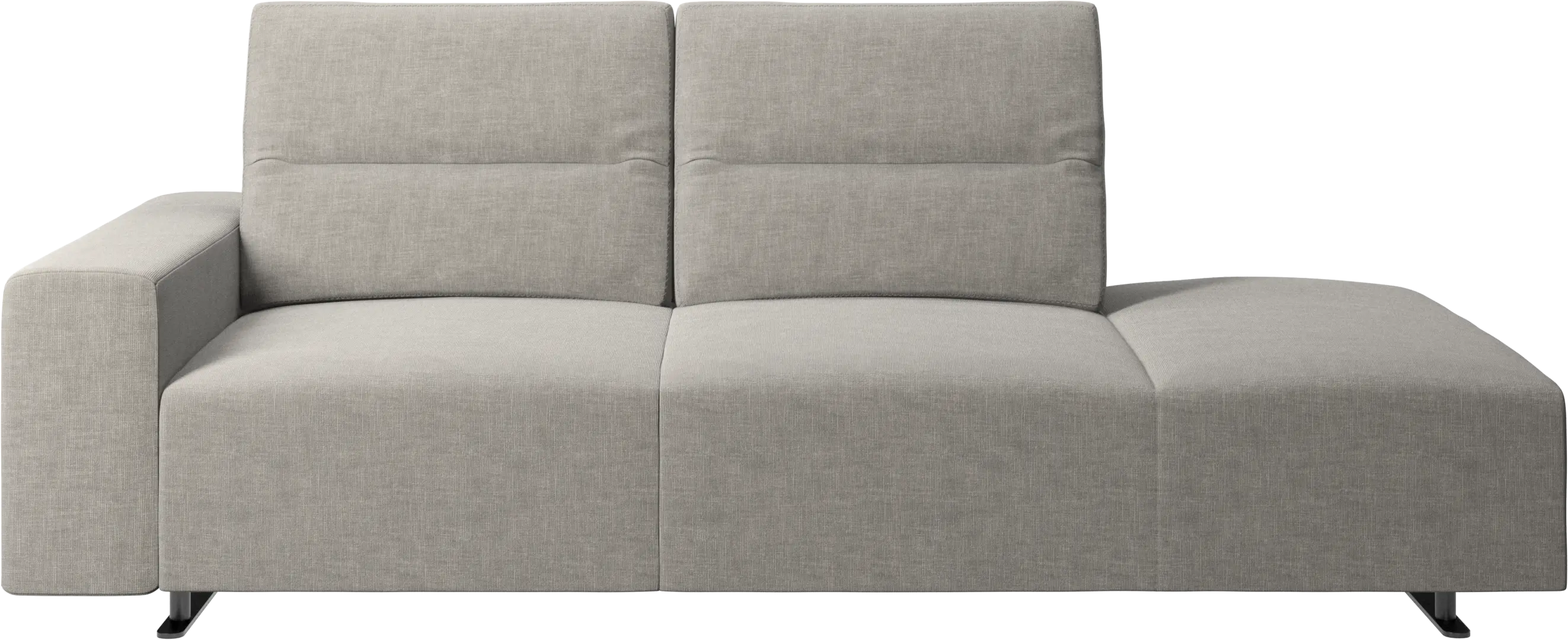 Hampton sofa with adjustable back and lounging unit right side, armrest left