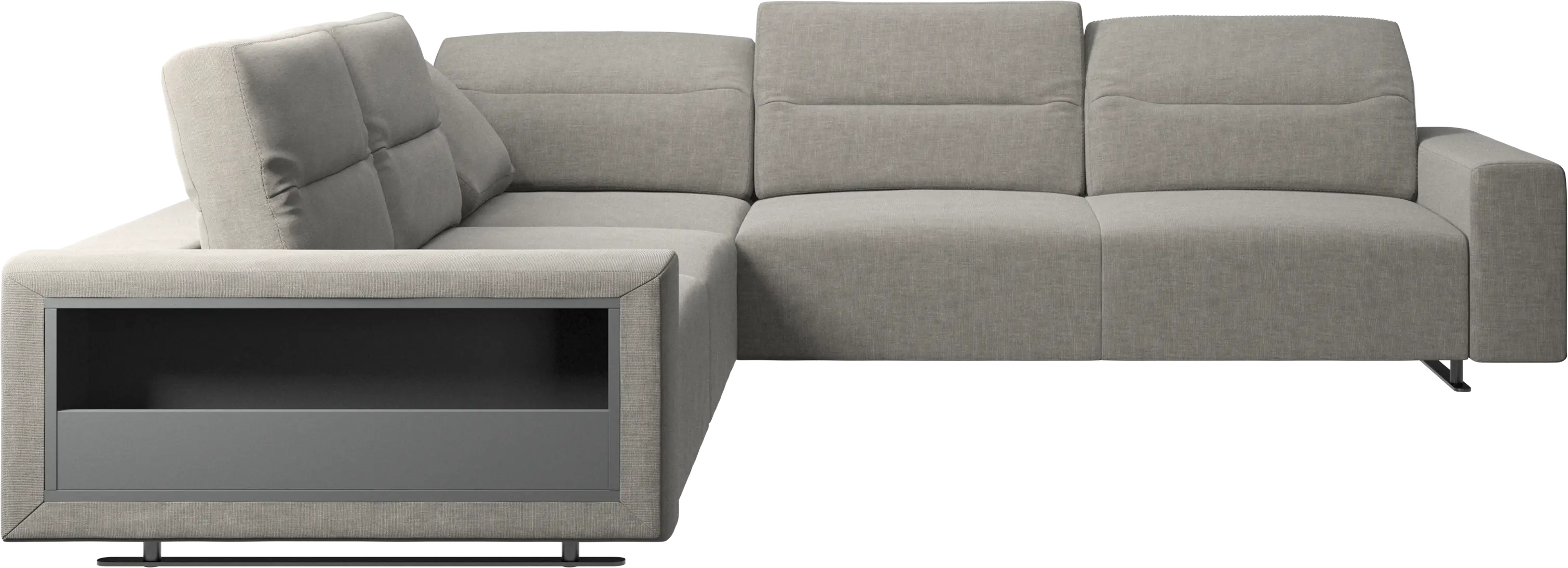 Hampton corner sofa with adjustable back and storage on left side