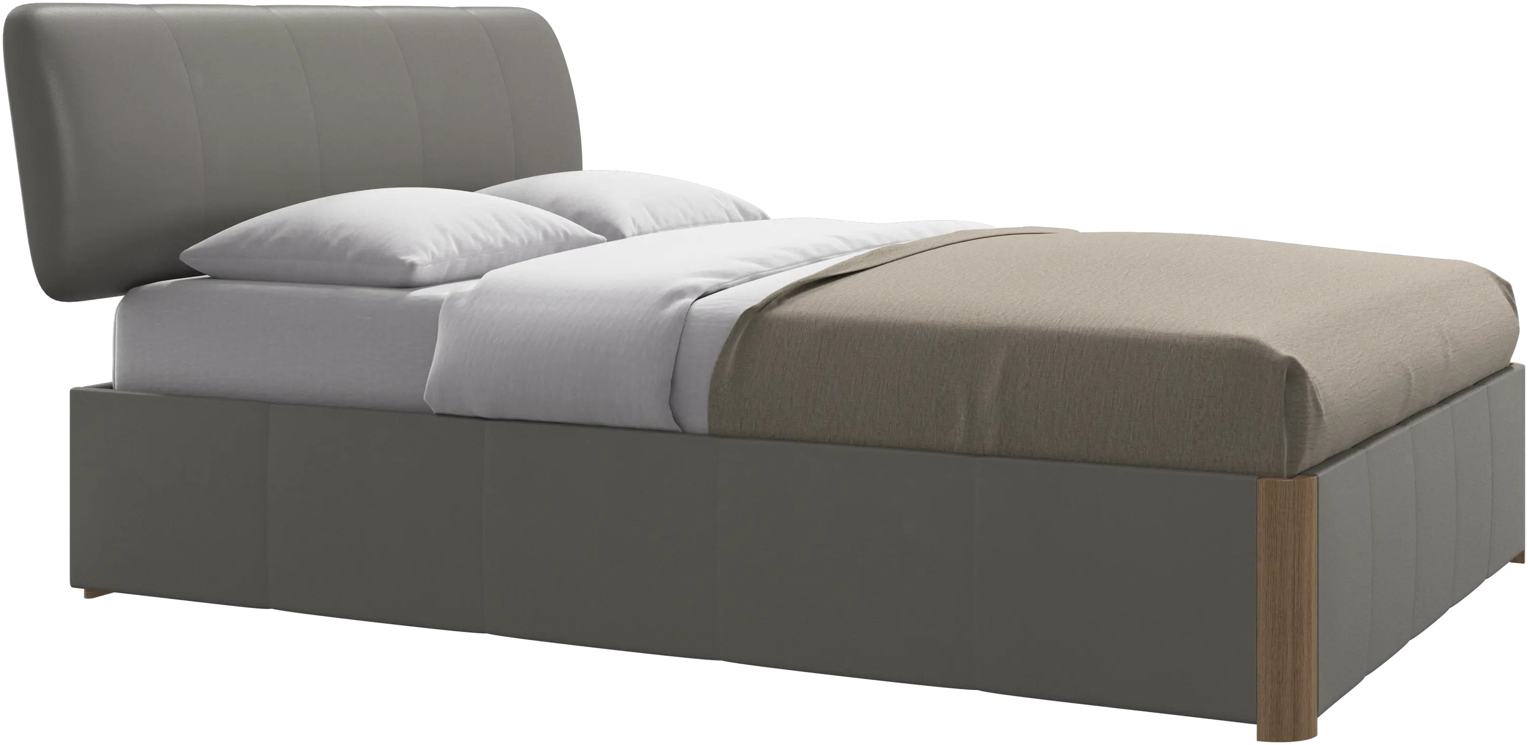 Element lit, tête de lit fixée au lit, avec lattes et solution de stockage, excl. matelas