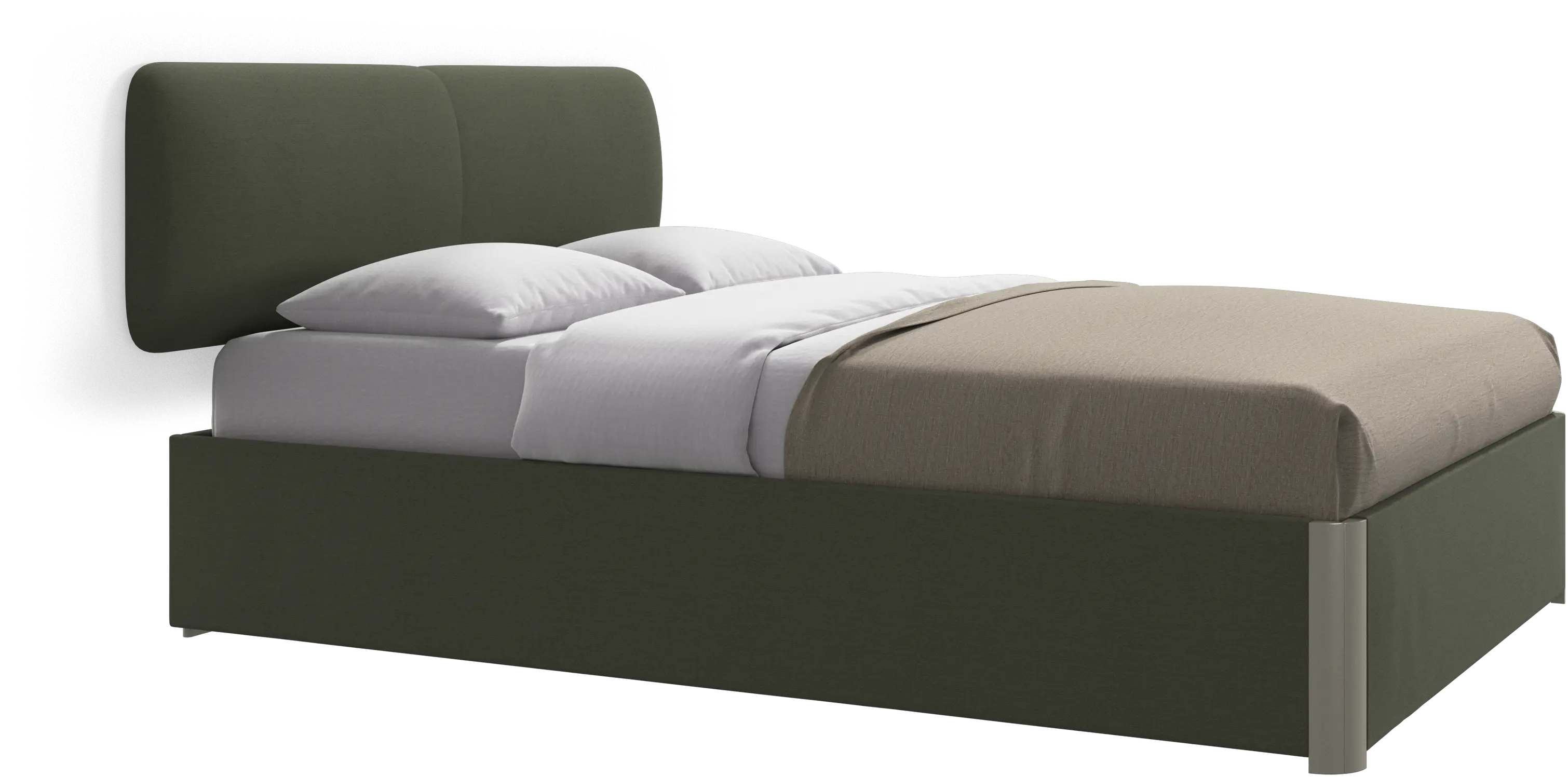 Element cama, cabecero montado en la pared, con láminas y solución de almacenamiento, excl. colchón