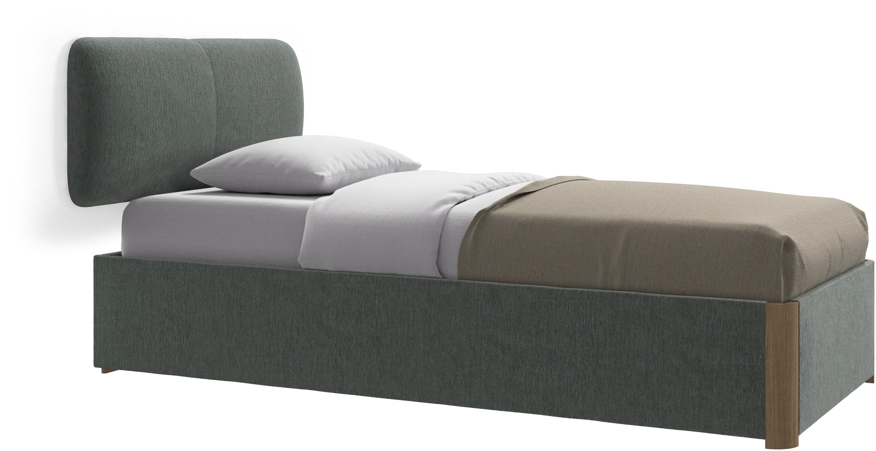 Element bed, wall-mounted headboard, with slats and storage solution, excl. mattress
