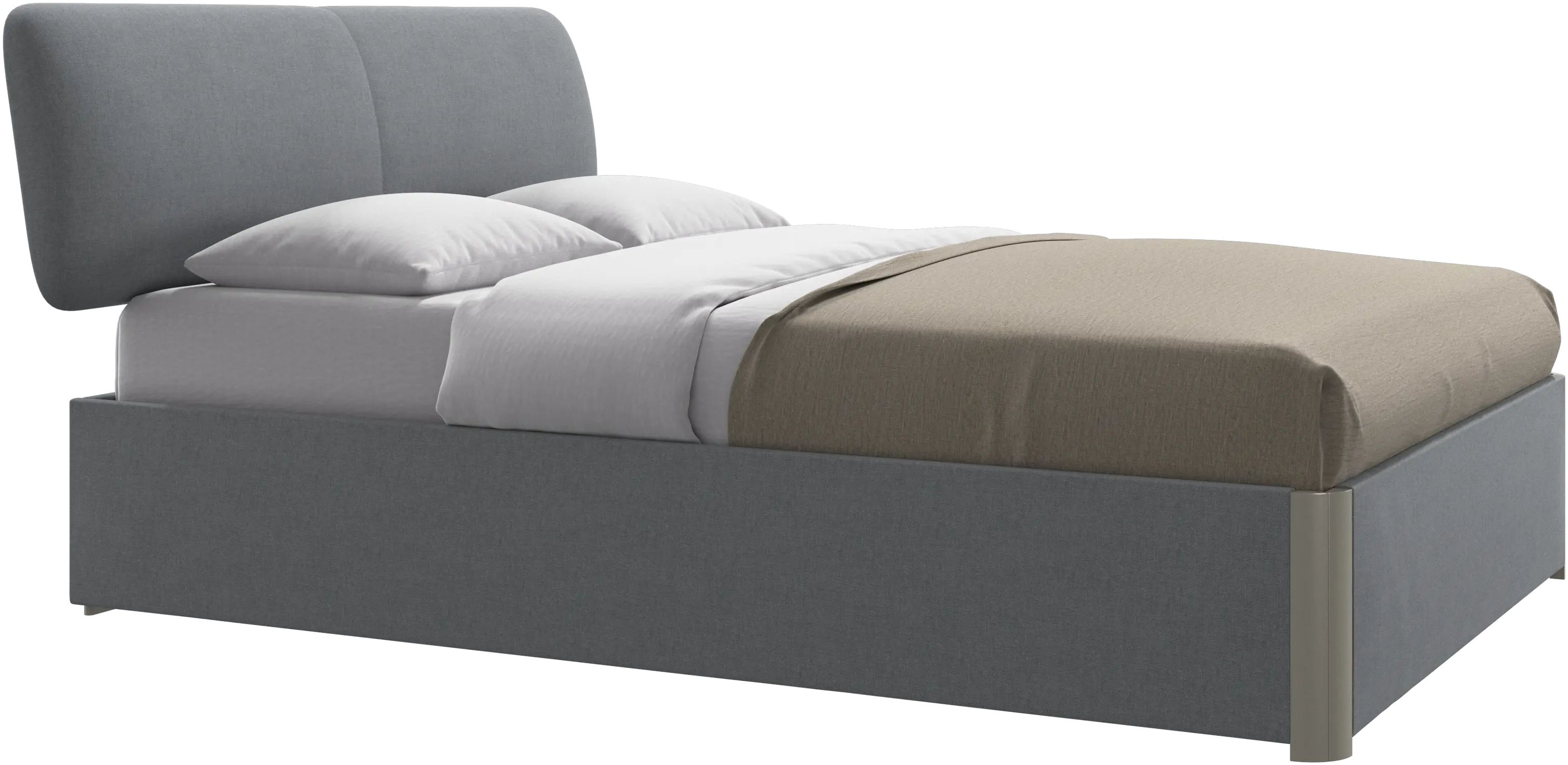 Element lit, tête de lit fixée au lit, avec lattes et solution de stockage, excl. matelas