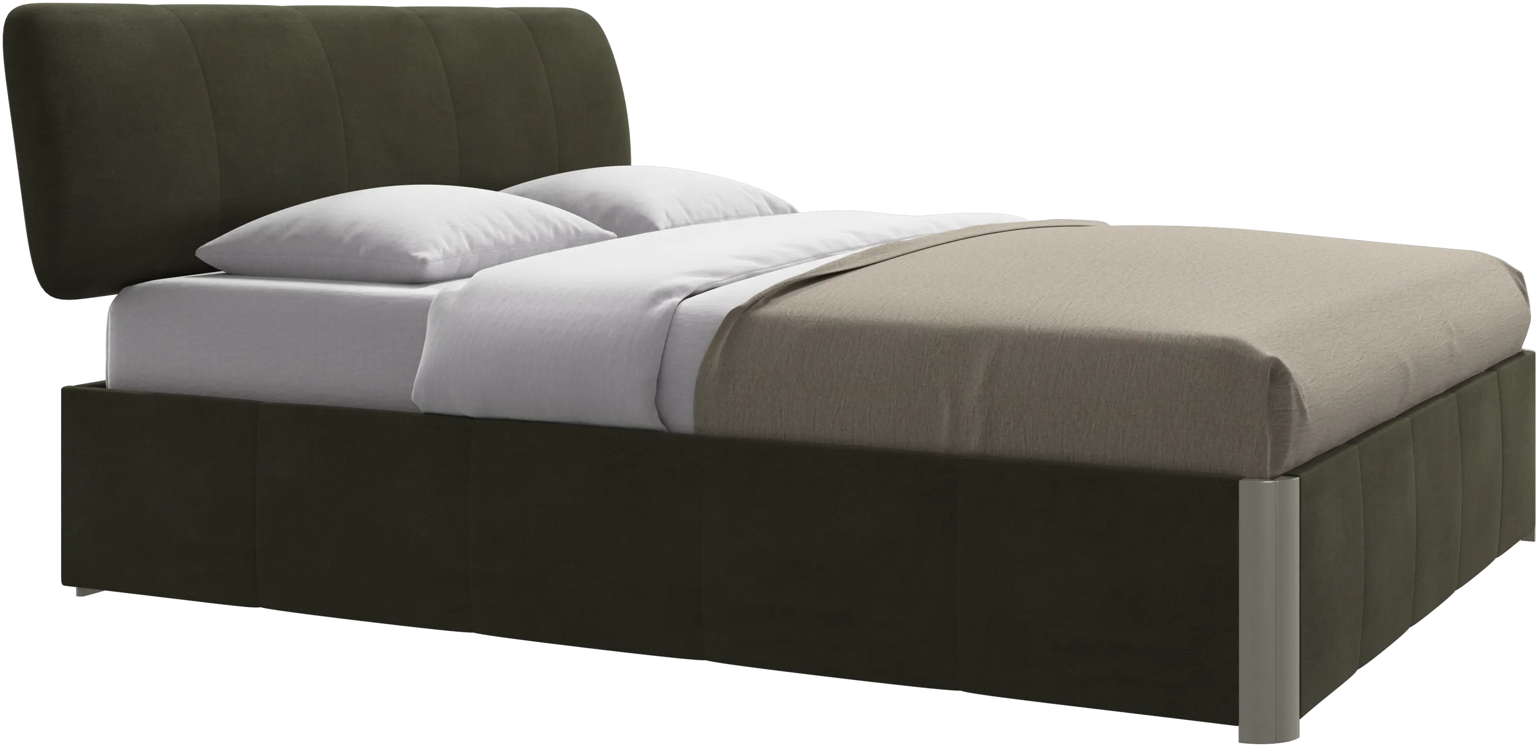 Element bed, bed-mounted headboard, with slats and storage solution, excl. mattress