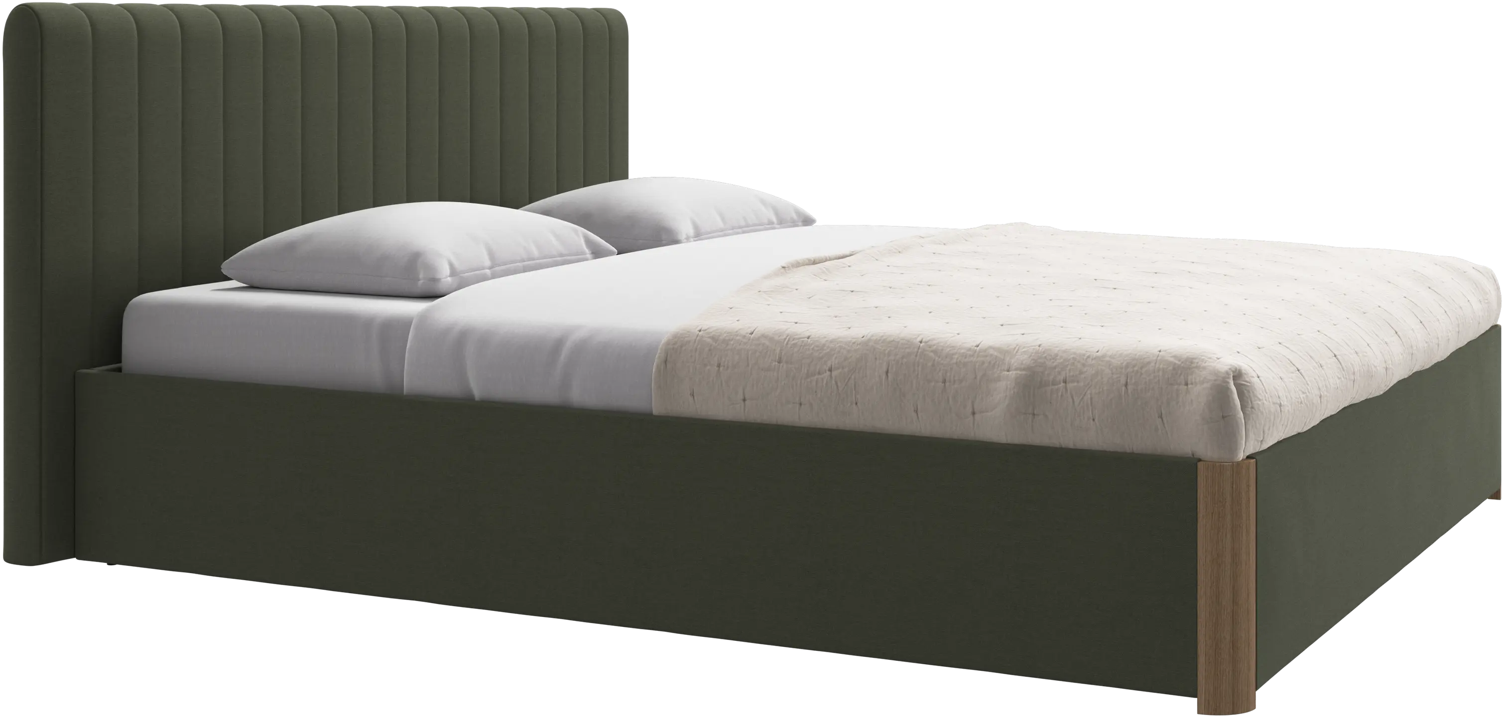 Element cama, cabecero montado en la cama, con láminas y solución de almacenamiento, excl. colchón