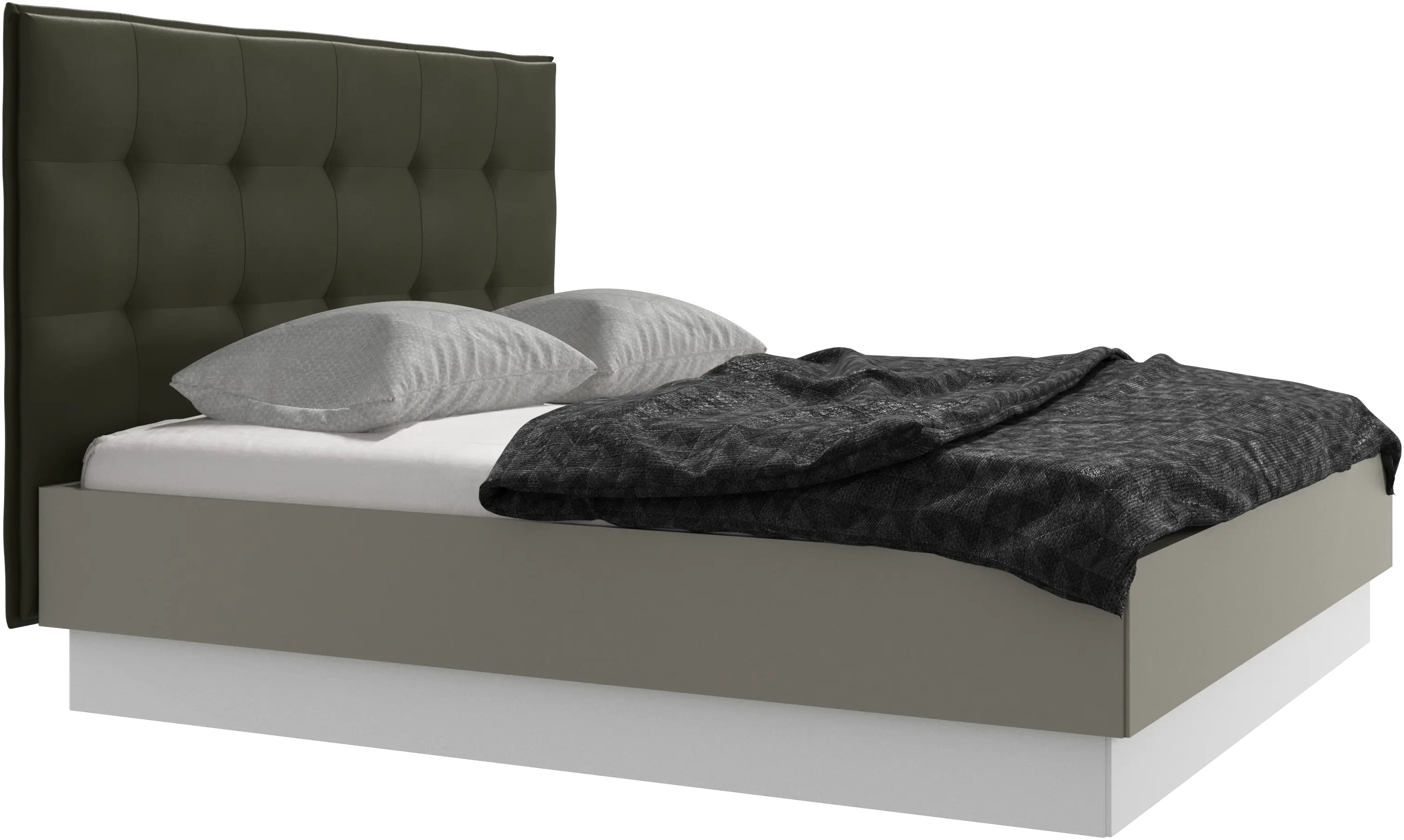 Lit Lugano avec rangement intégré, sommier inclus, hors matelas