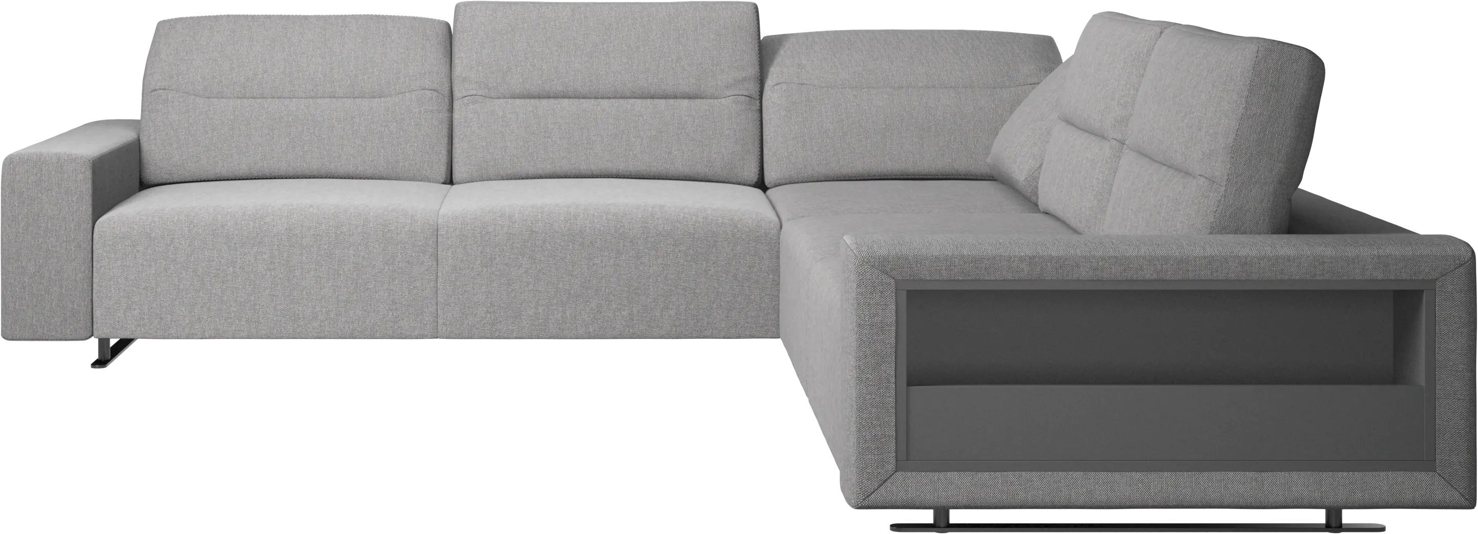 Hampton corner sofa with adjustable back and storage on right side