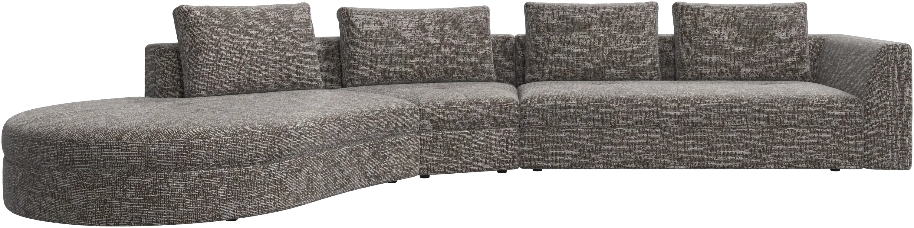 Bergamo sofa with round lounging unit, left