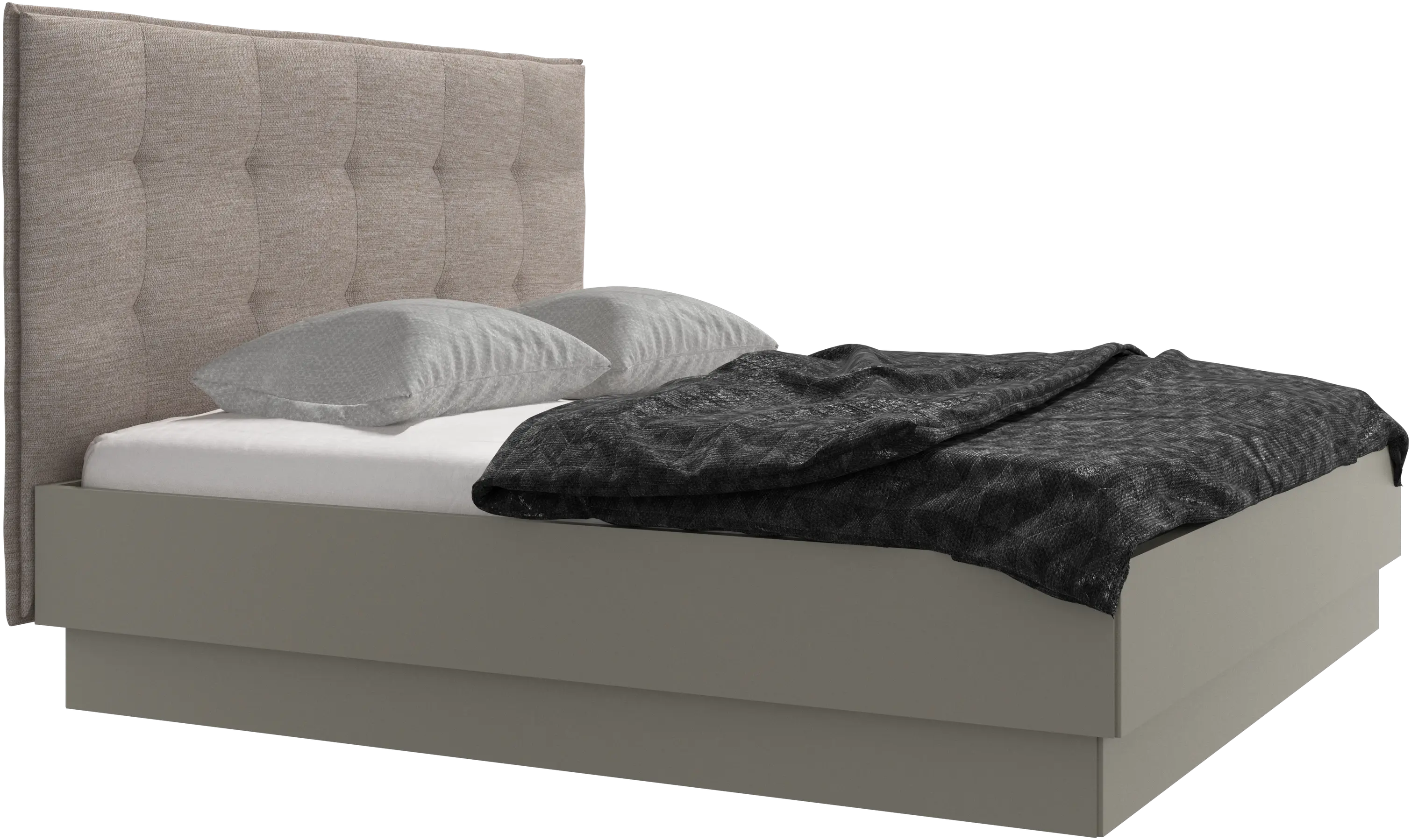 Lit Lugano avec rangement intégré, sommier inclus, hors matelas