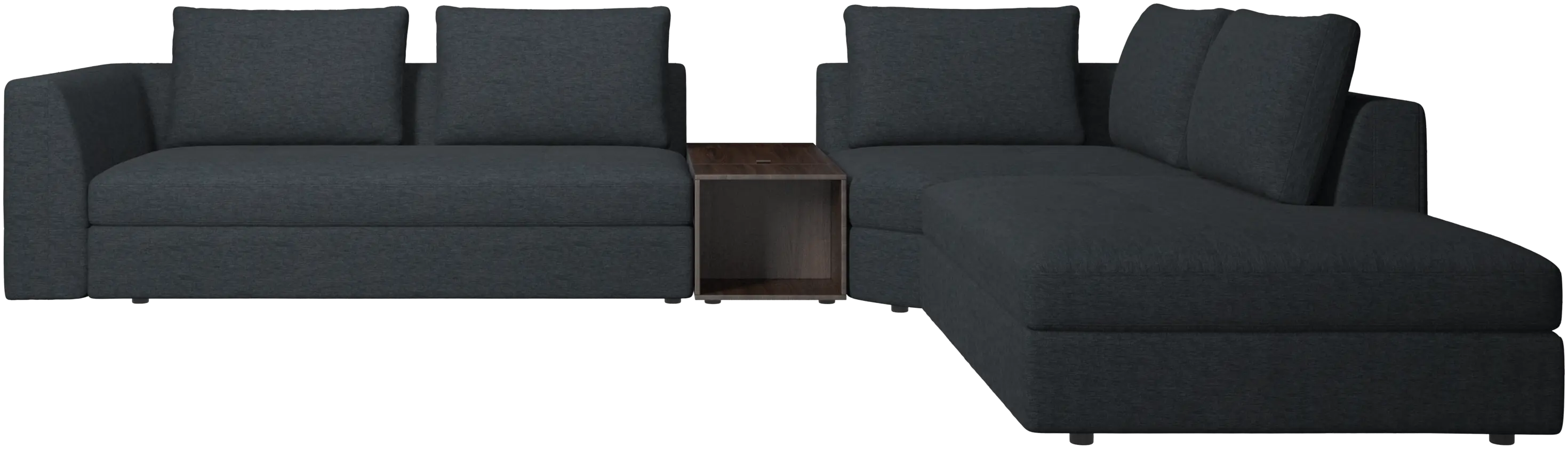 Bergamo corner sofa with lounging unit and footstool w/storage