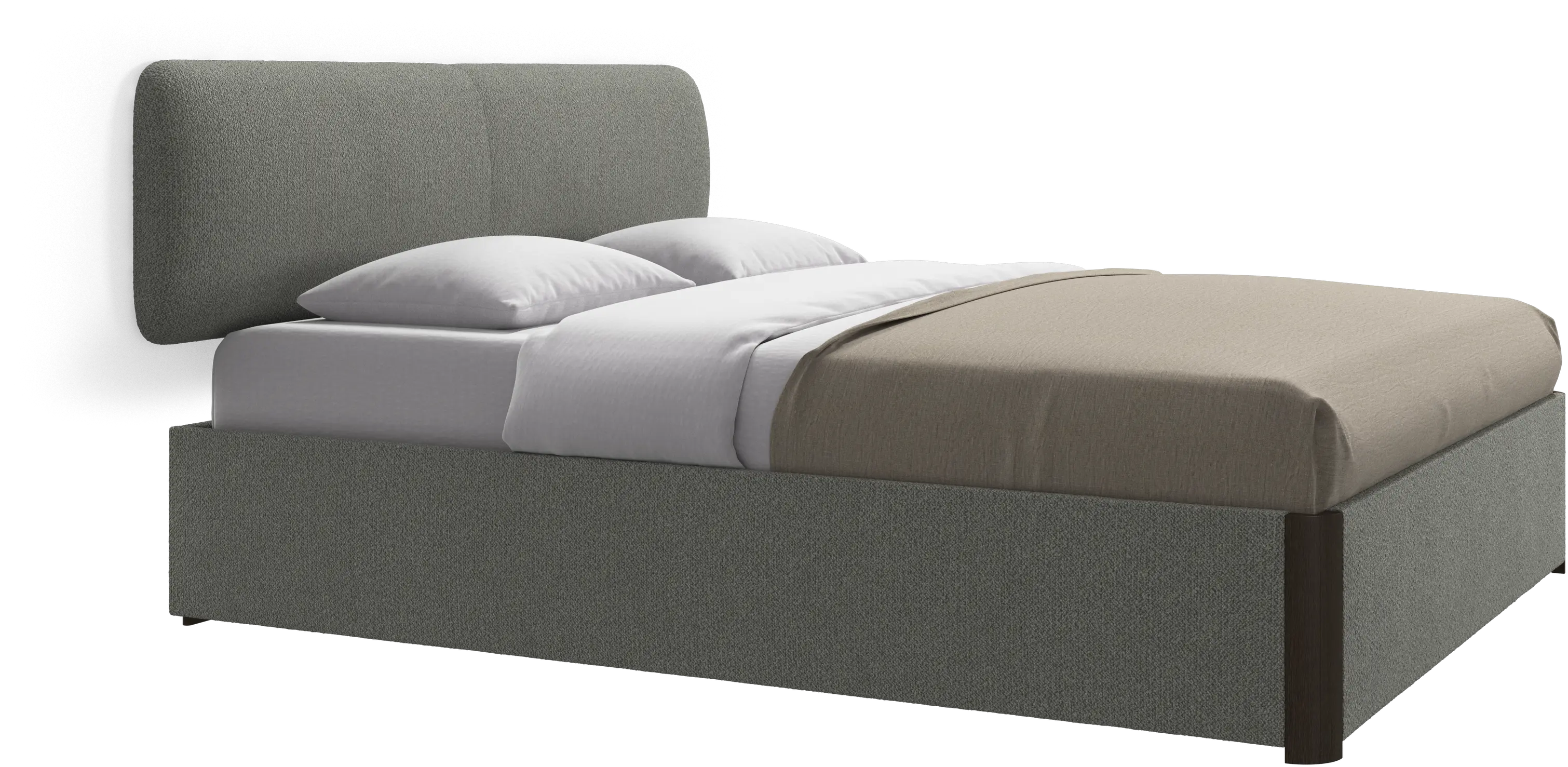 Element lit, tête de lit murale, avec lattes et solution de stockage, excl. matelas