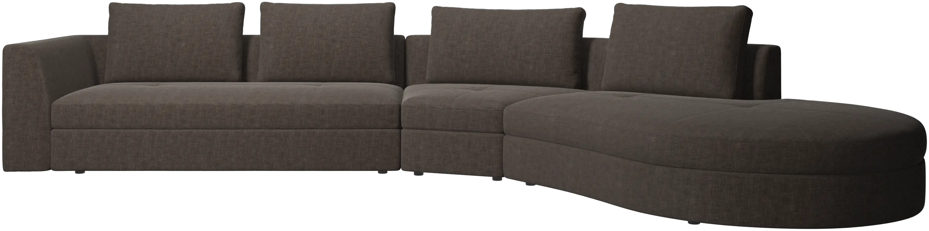 Bergamo sofa with round lounging unit,right