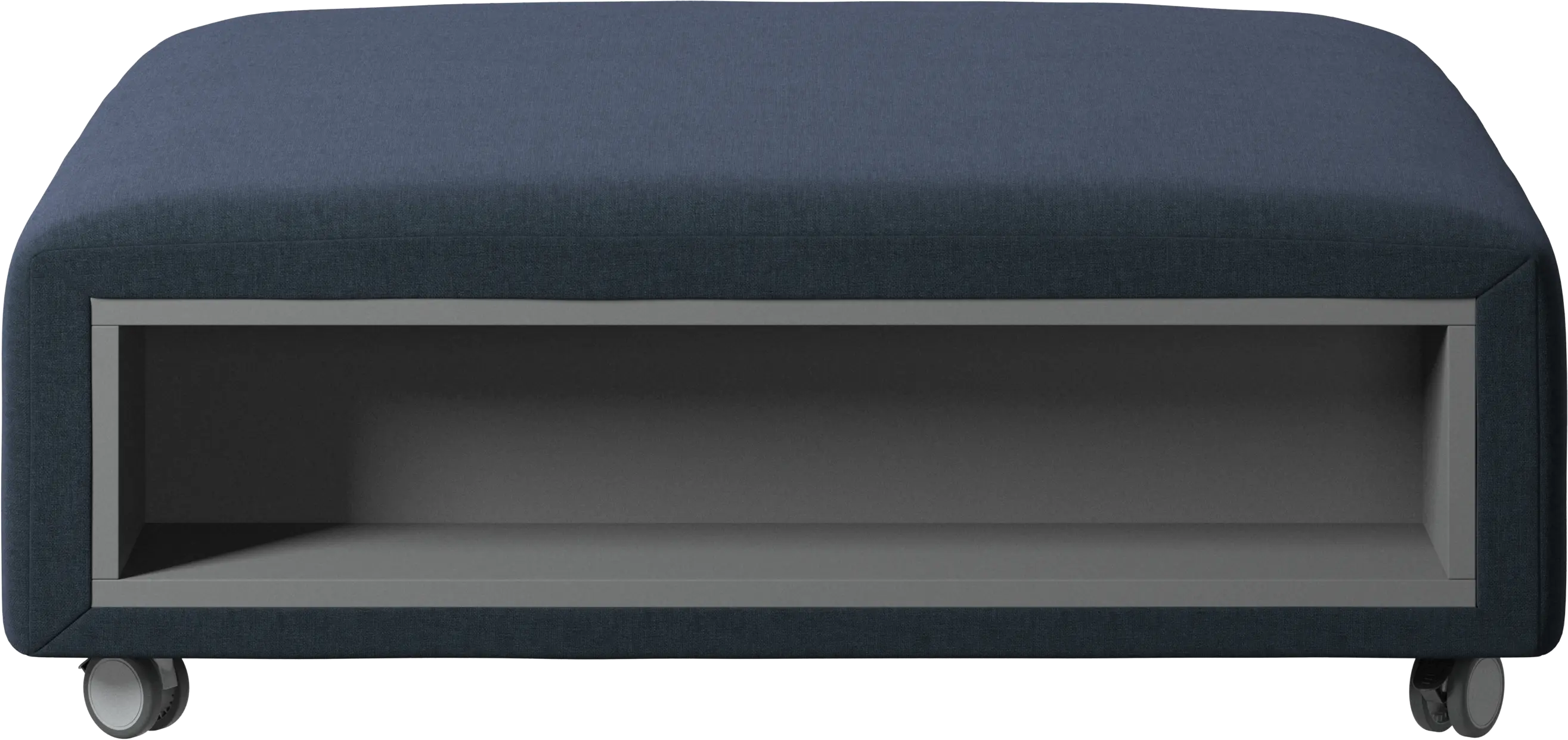 Hampton pouf on wheels with storage left and right sides