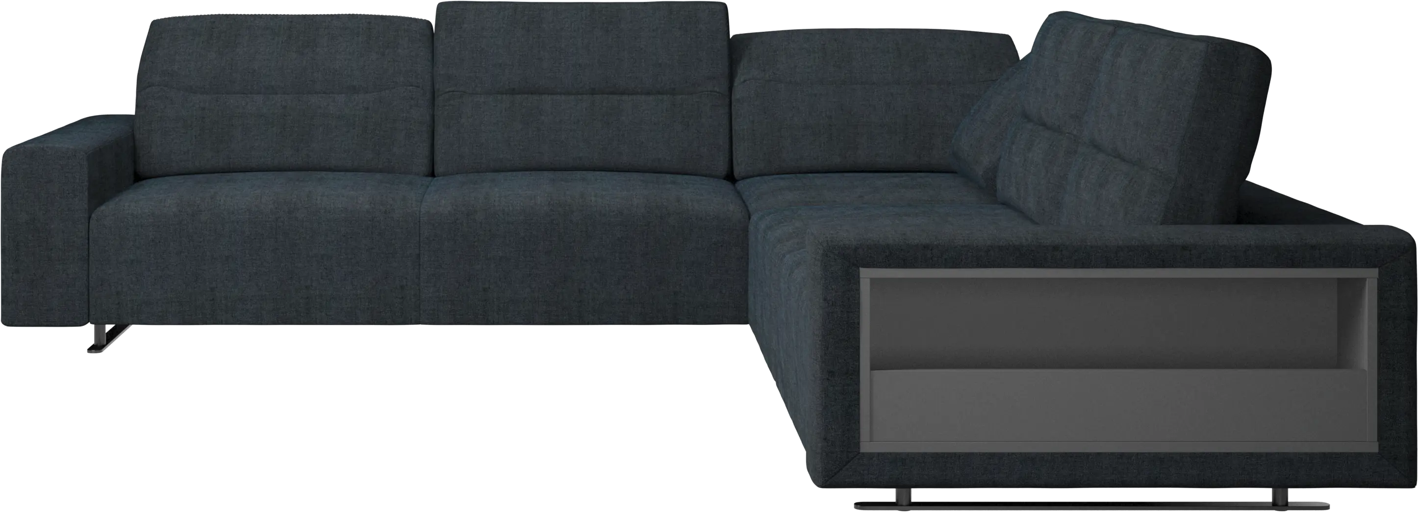 Hampton corner sofa with adjustable back and storage on right side