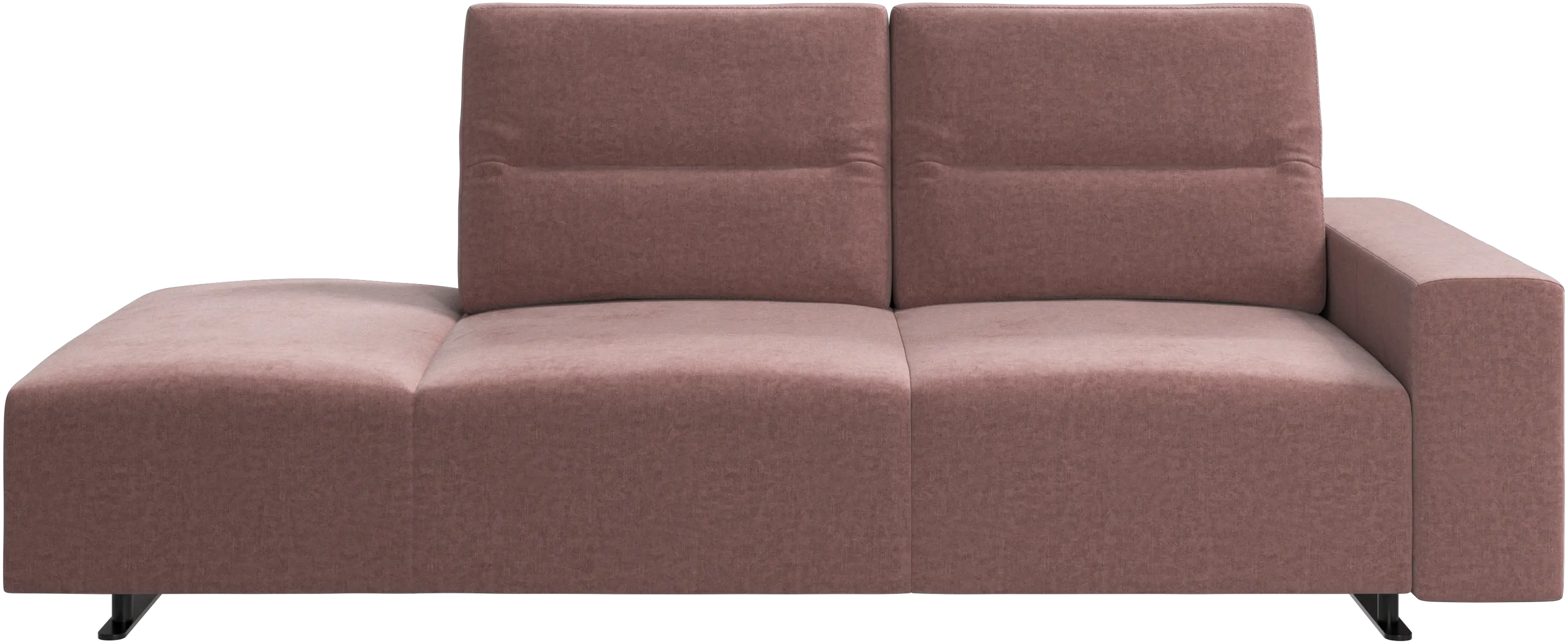 Hampton sofa med justerbar ryg og lounge modul venstre side, opbevaring og armlæn højre side