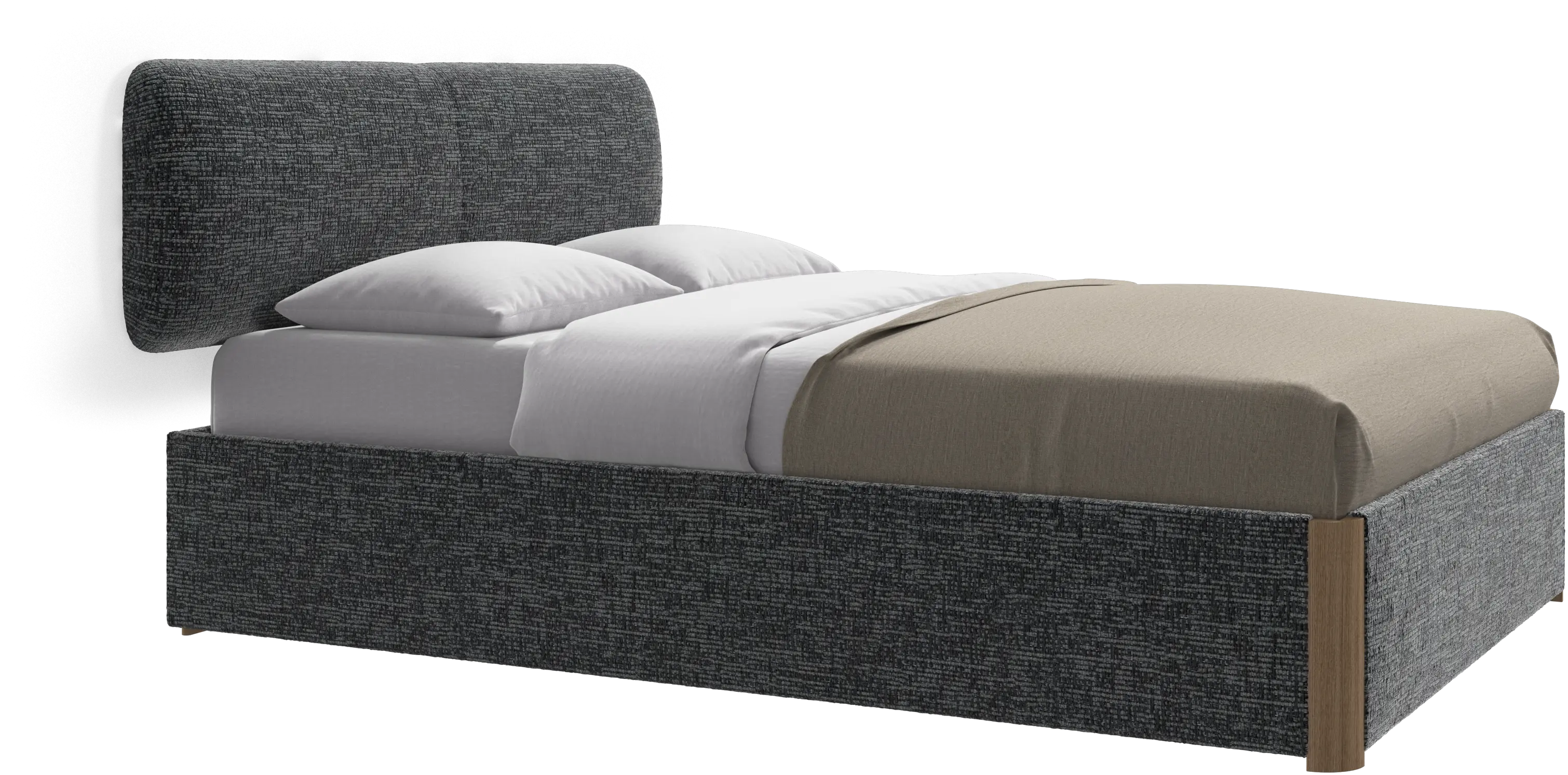 Element bed, wall-mounted headboard, with slats and storage solution, excl. mattress