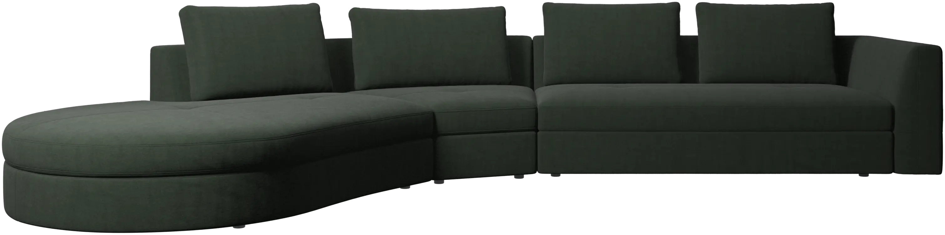 Bergamo sofa with round lounging unit, left