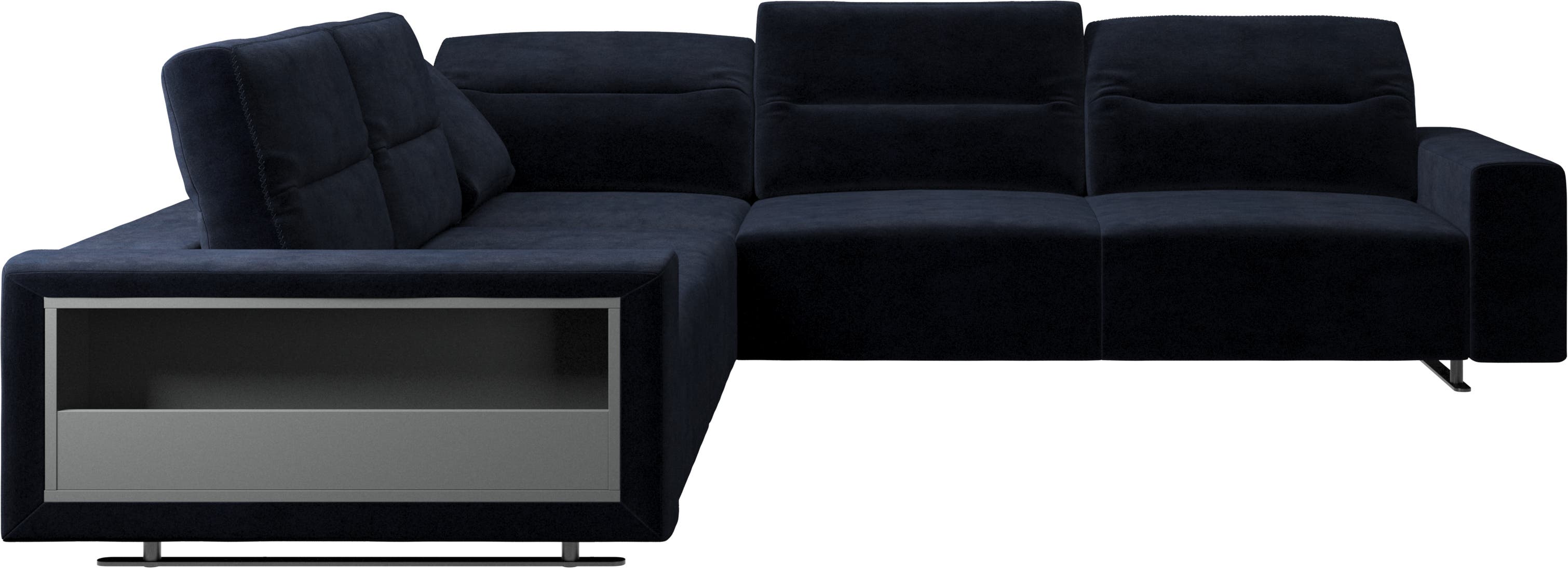 Hampton corner sofa with adjustable back and storage on left side