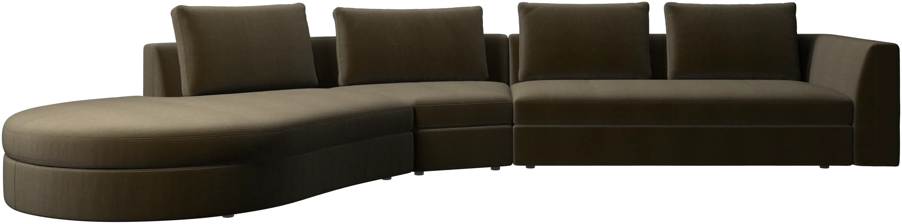 Bergamo sofa with round lounging unit, left