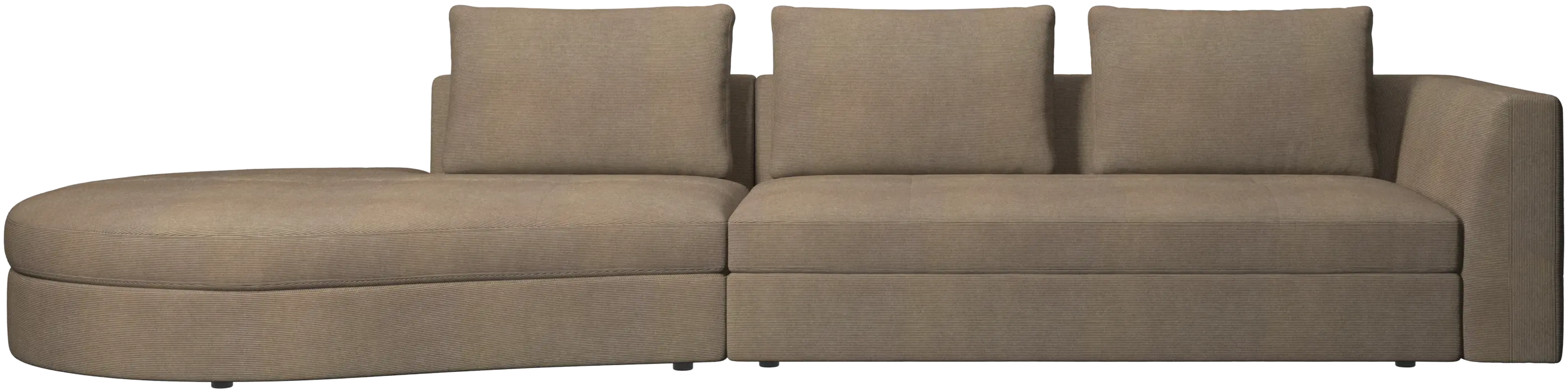 Bergamo sofa with round lounging unit, left