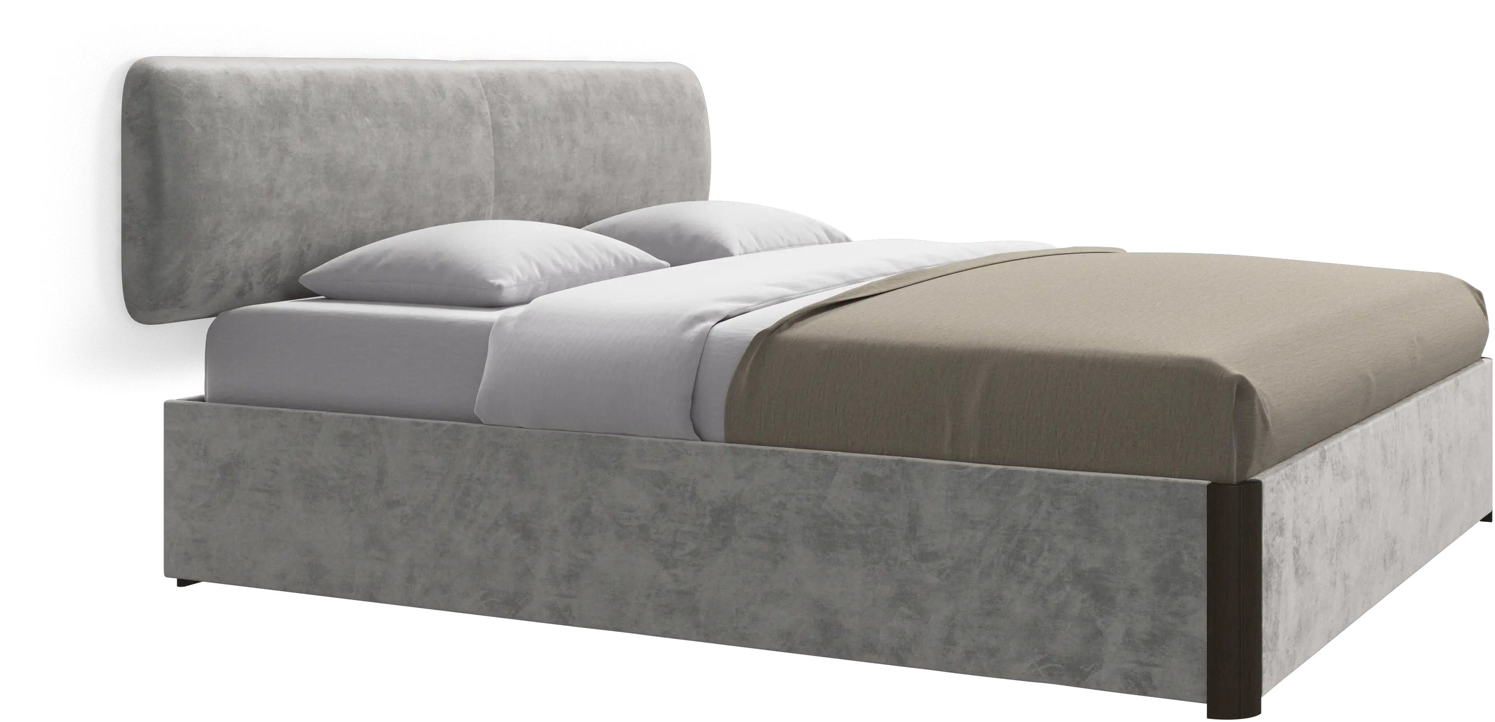 Element seng, vægmonteret sengegavl, med lameller og opbevaringsløsning, ekskl. madras