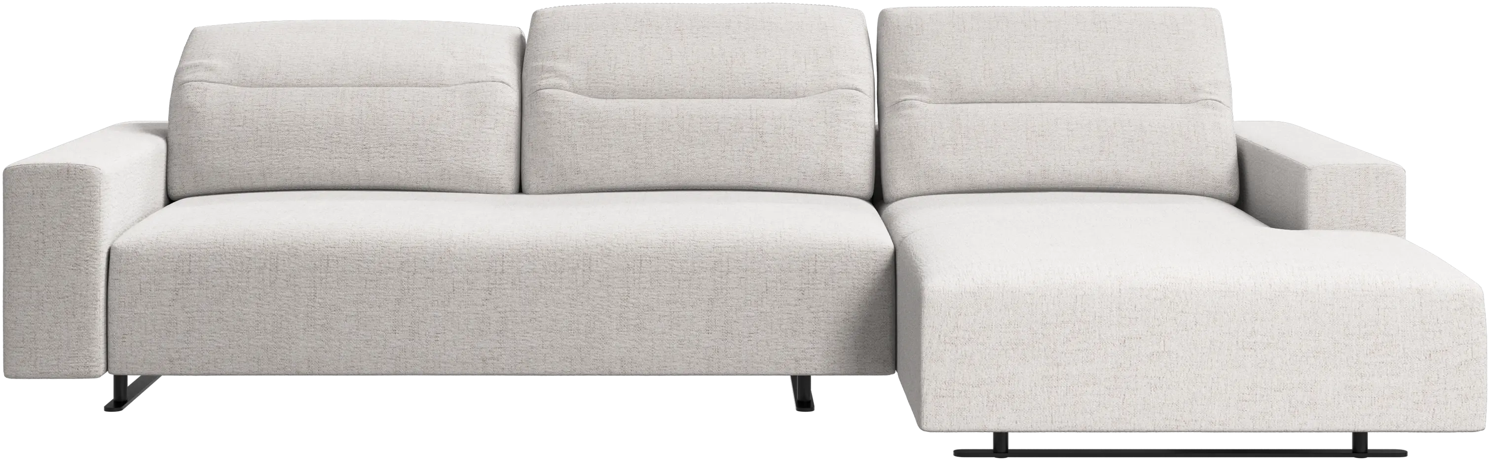 Hampton sofa with adjustable back, resting unit and storage right side
