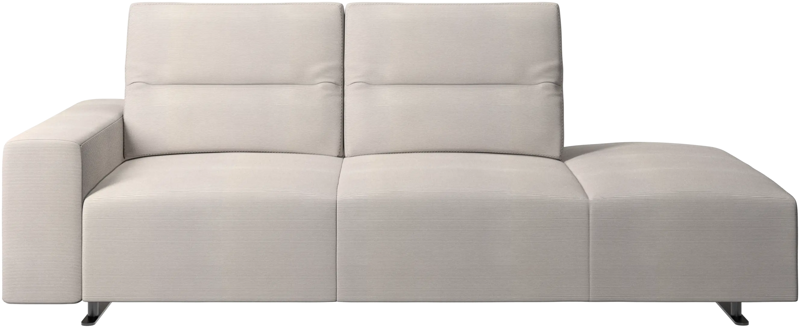 Hampton sofa with adjustable back and lounging unit right side, armrest left