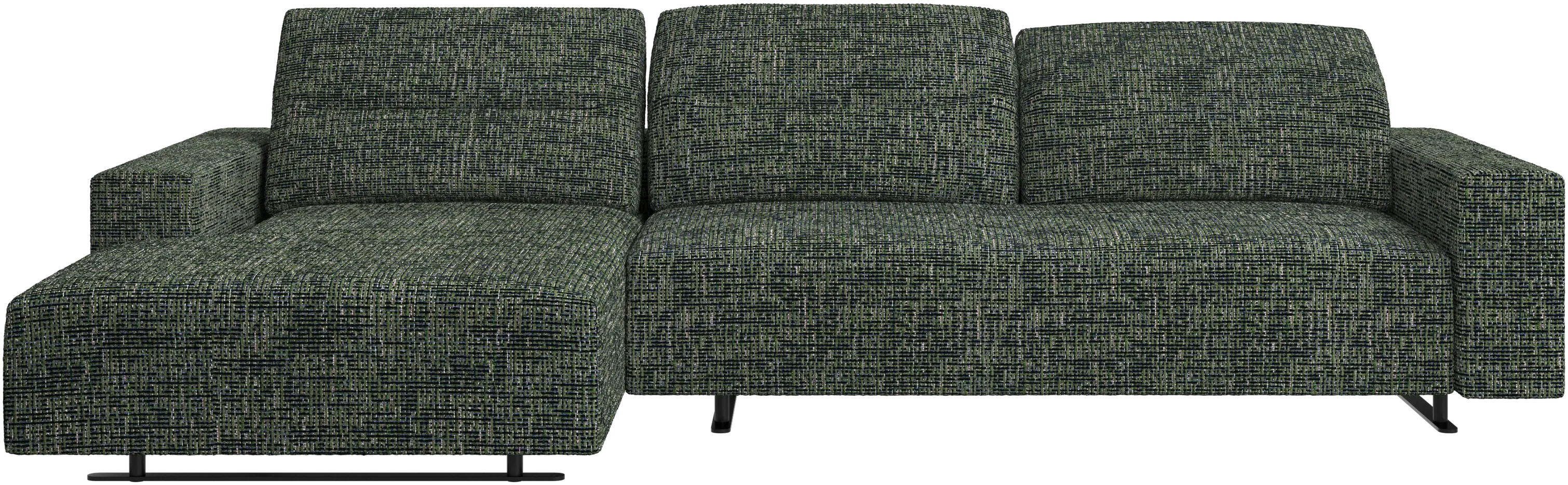 Hampton sofa with adjustable back, resting unit and storage left side