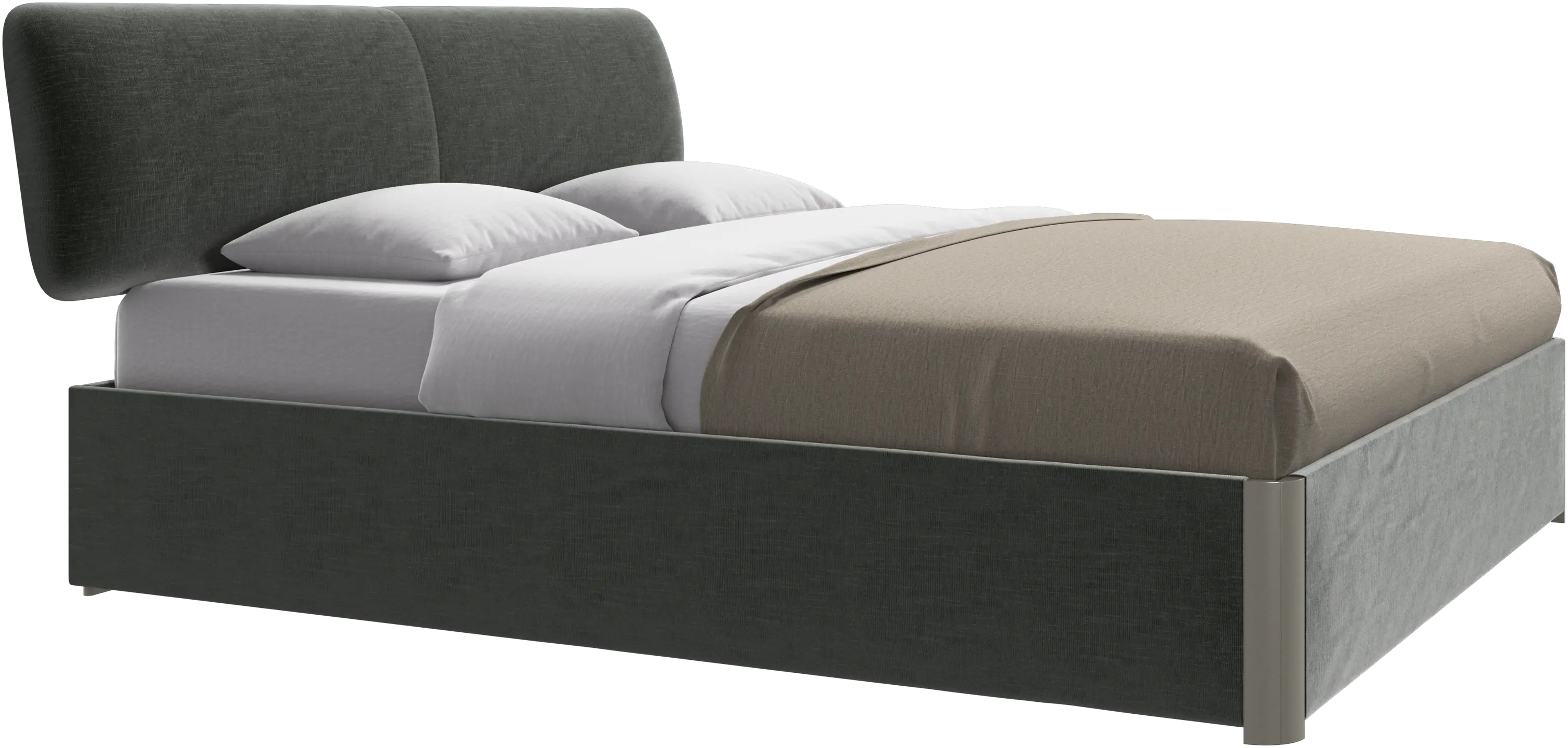 Element bed, bed-mounted headboard, with slats and storage solution, excl. mattress