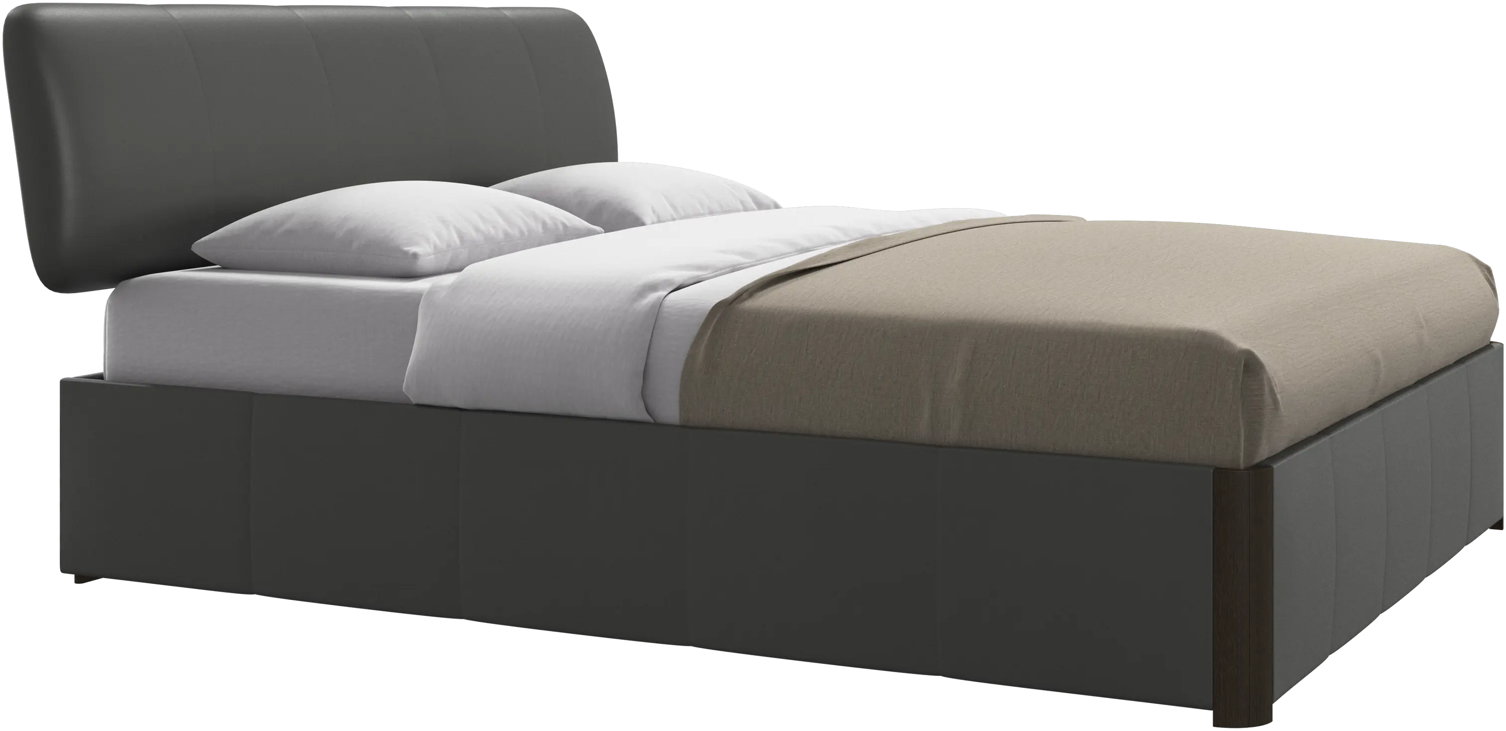 Element cama, cabecero montado en la cama, con láminas y solución de almacenamiento, excl. colchón