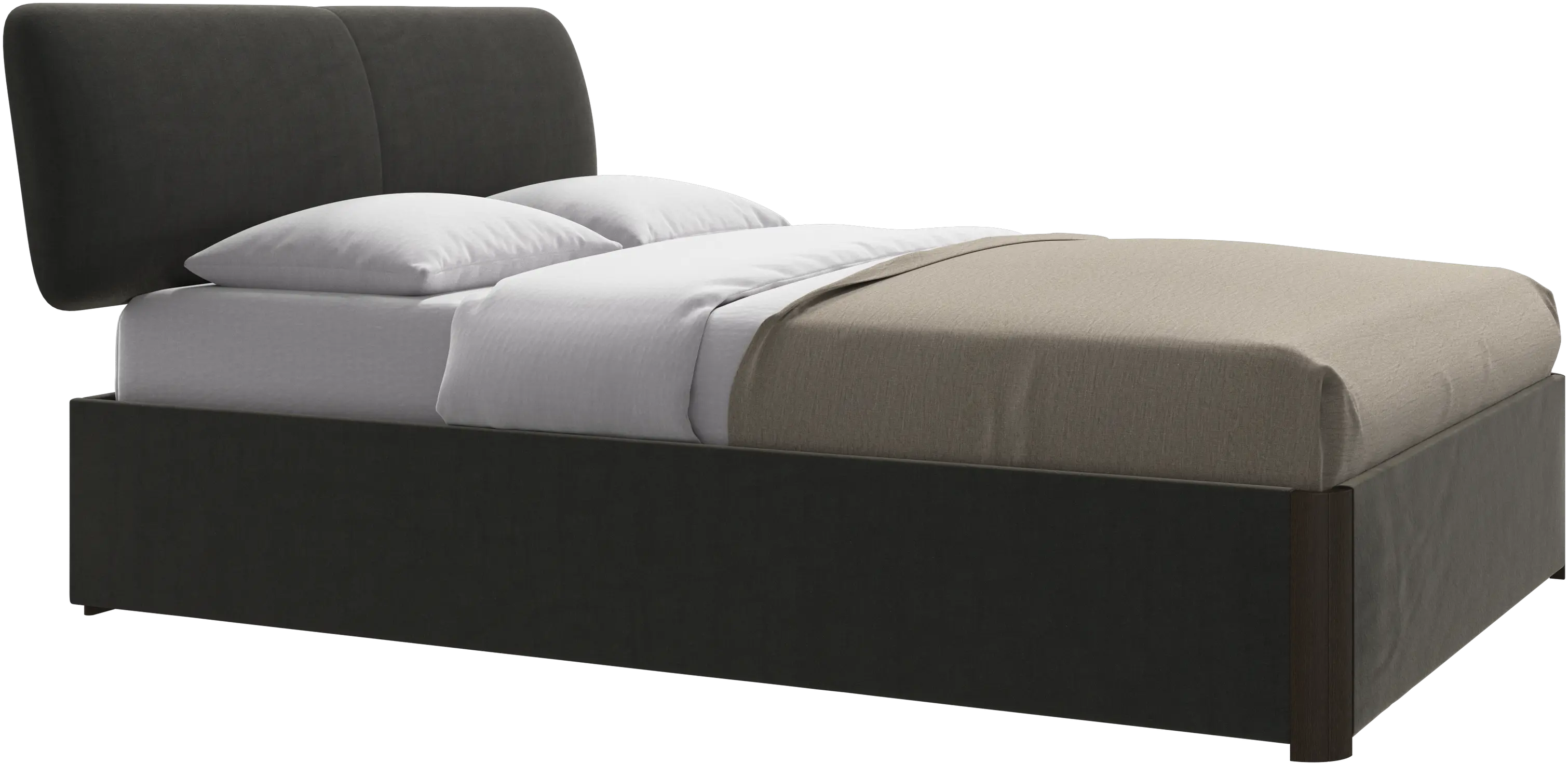Element cama, cabecero montado en la cama, con láminas y solución de almacenamiento, excl. colchón