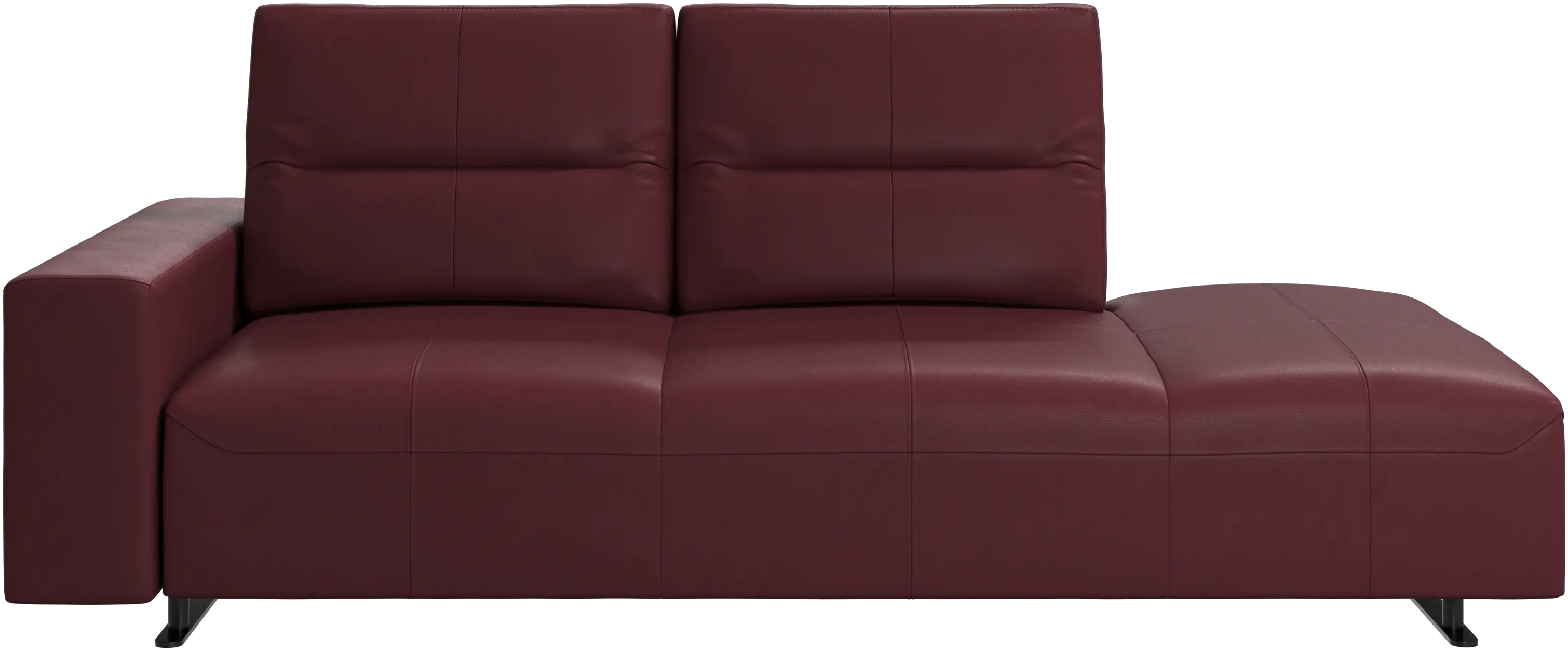 Hampton sofa with adjustable back and lounging unit right side, storage and armrest left side