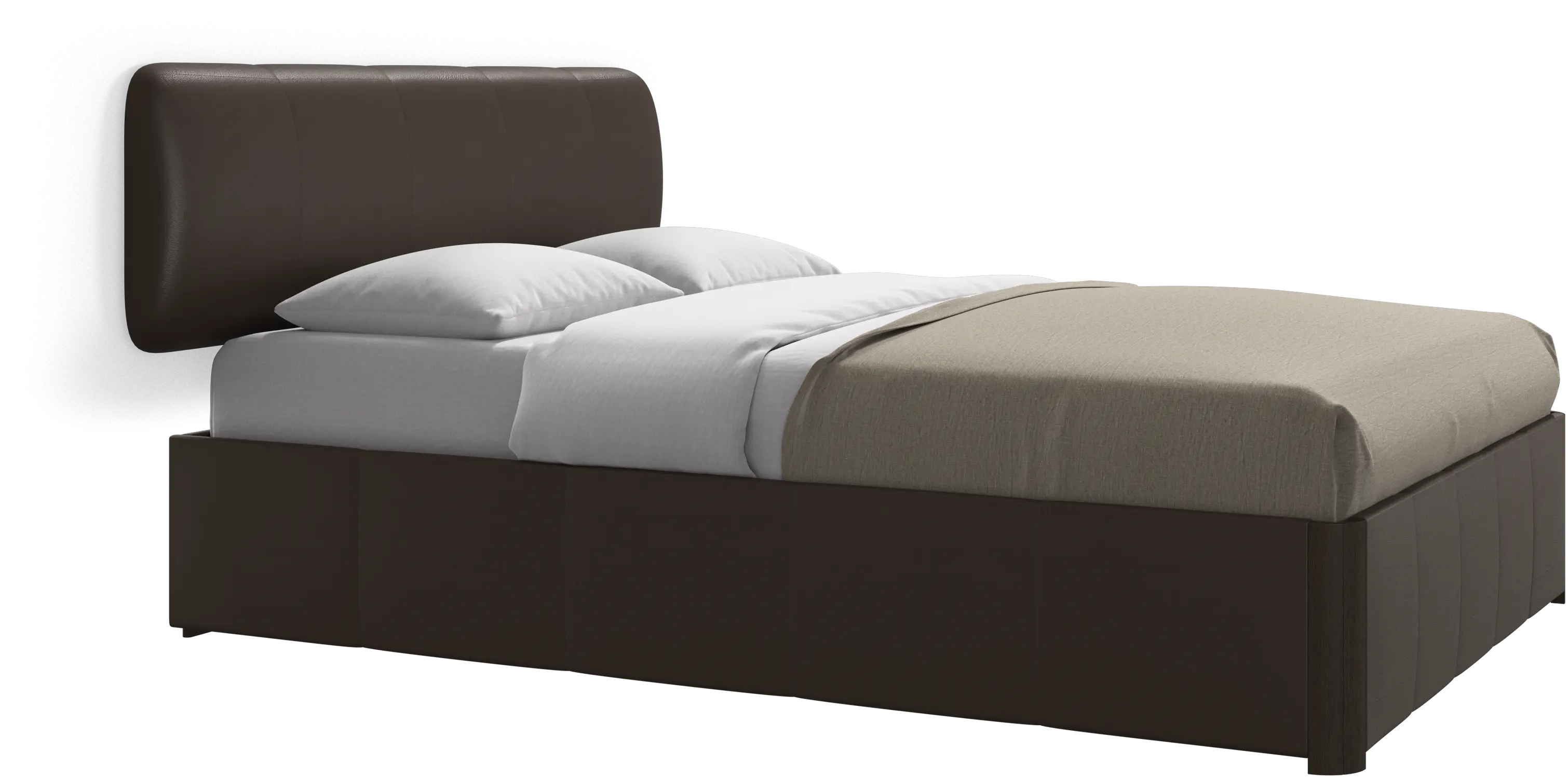 Element bed, wall-mounted headboard, with slats and storage solution, excl. mattress