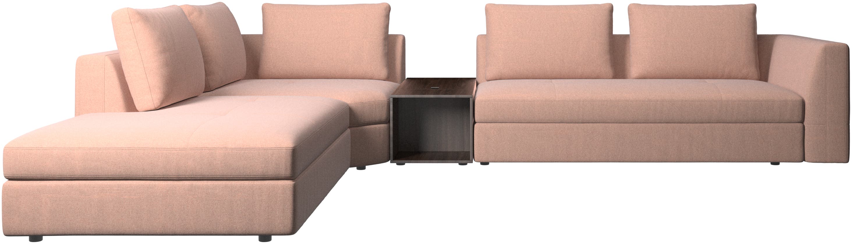 Sofa narożna Bergamo z szezlongiem i pufem ze schowkiem