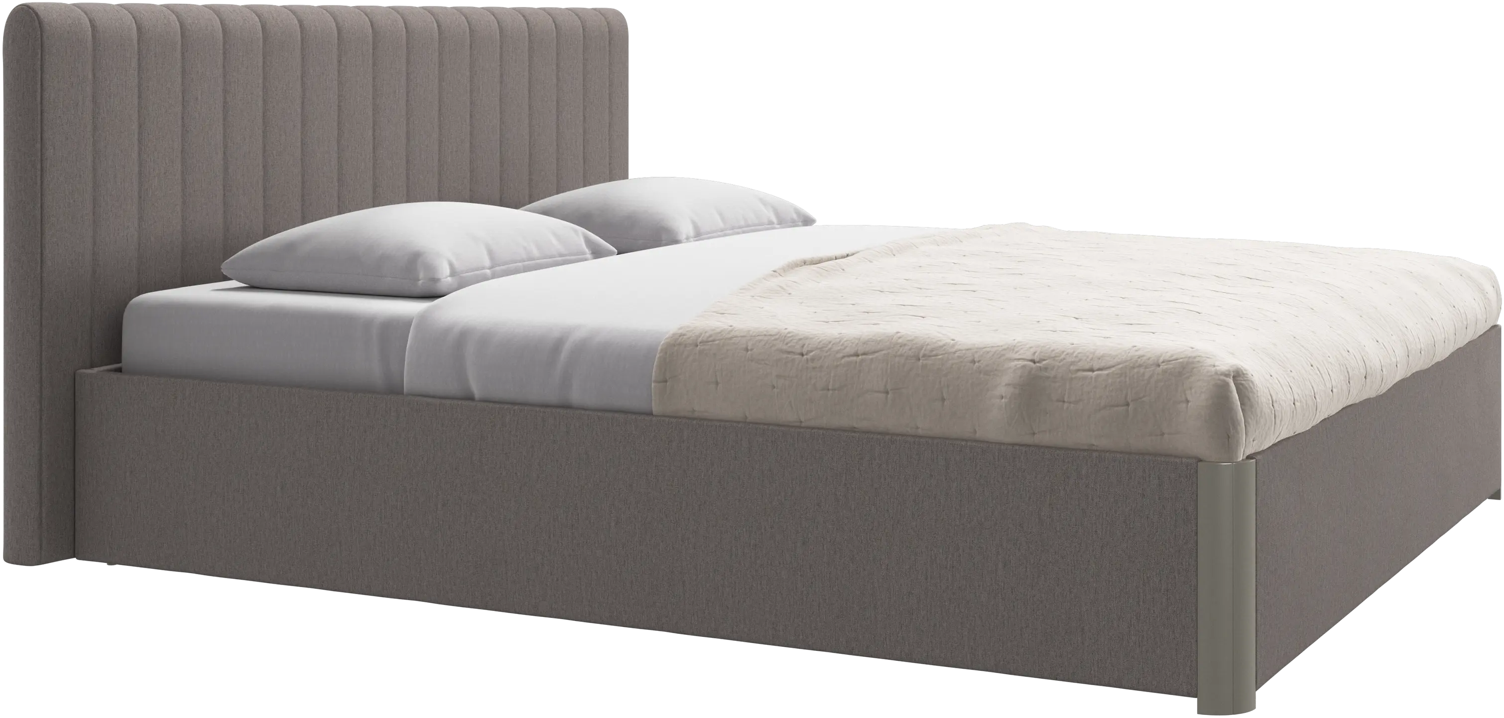 Element lit, tête de lit fixée au lit, avec lattes et solution de stockage, excl. matelas
