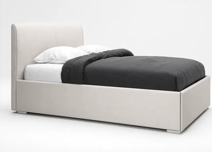 Beds [Houston - DAW8] Houston, upholstered bed with storage, light taupe Estoril leather 5022. H101xW192xL223cm. Mattress size: W180xL200cm. 3900000DAW85022 (Repalce 378006810010 with 378005810010)