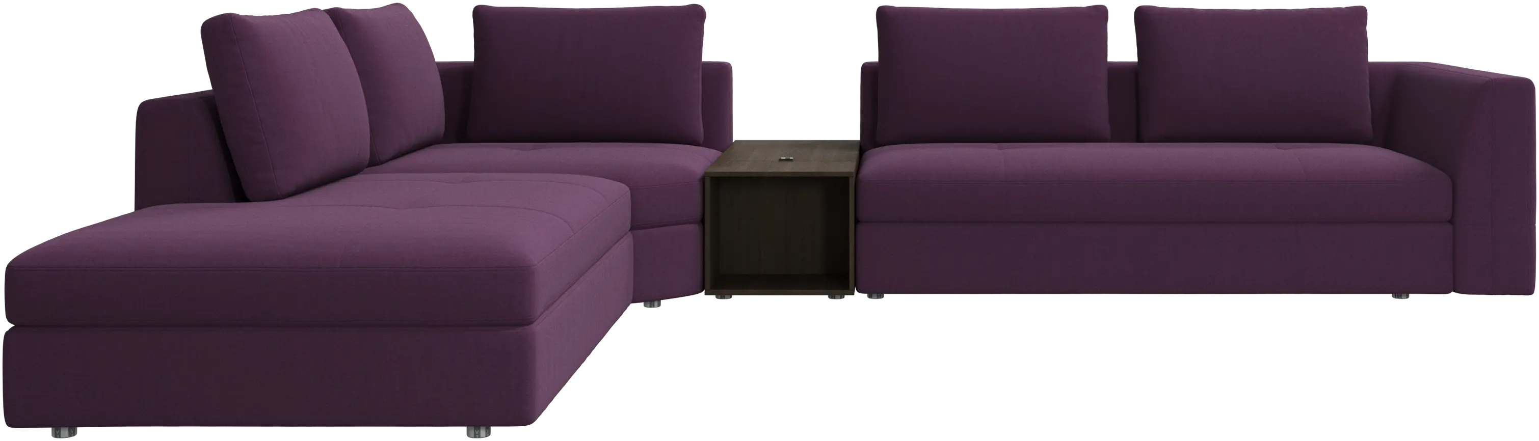 Bergamo corner sofa with lounging unit and footstool w/storage