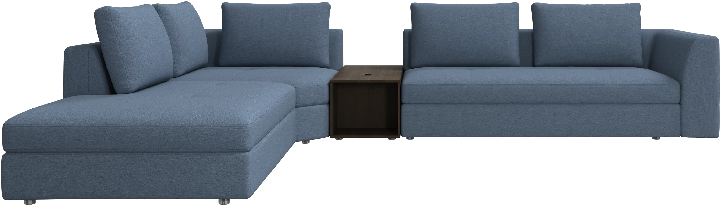 Bergamo corner sofa with lounging unit and footstool w/storage