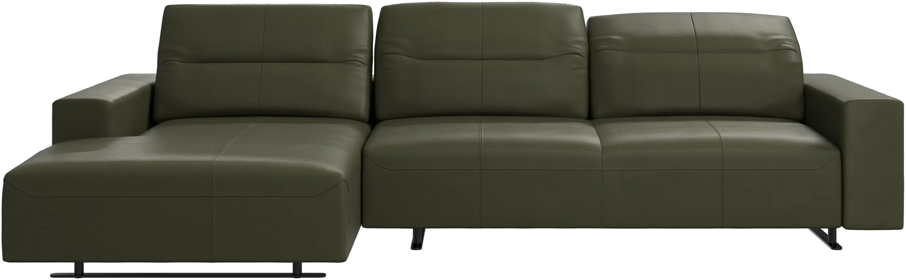 Hampton sofa with adjustable back and resting unit left side, storage right side