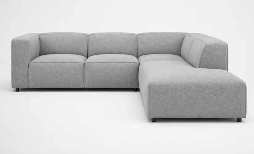 Sofas Carmo corner sofa with footstool, Light Grey Lux Felt fabric. H70xW292xD233cm. 416060002310 ,416055002310, and 416020022310