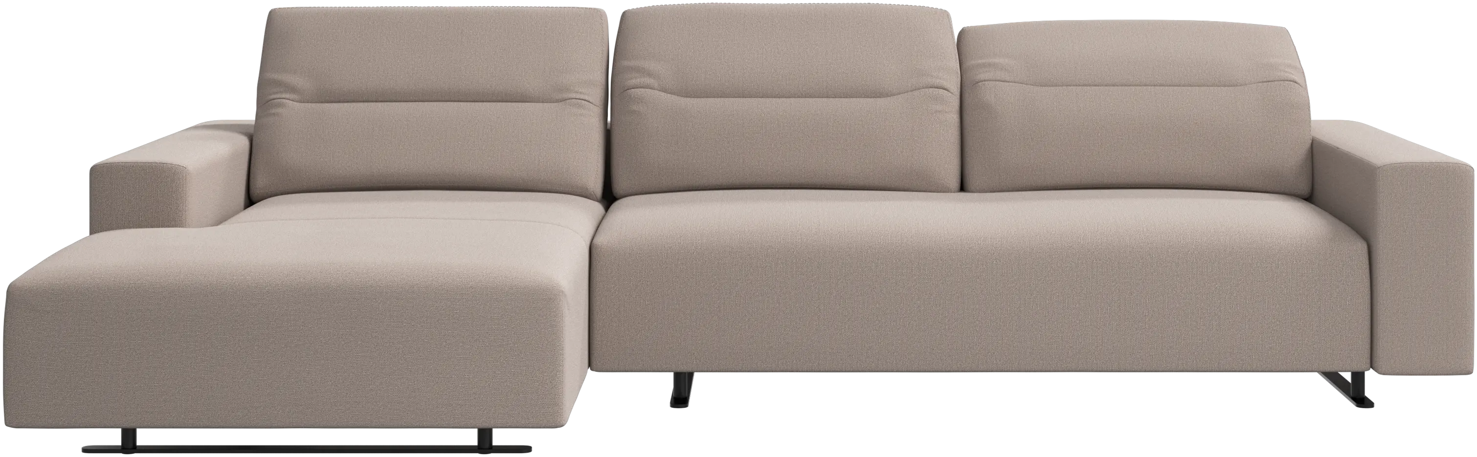 Hampton sofa with adjustable back and resting unit left side, storage right side