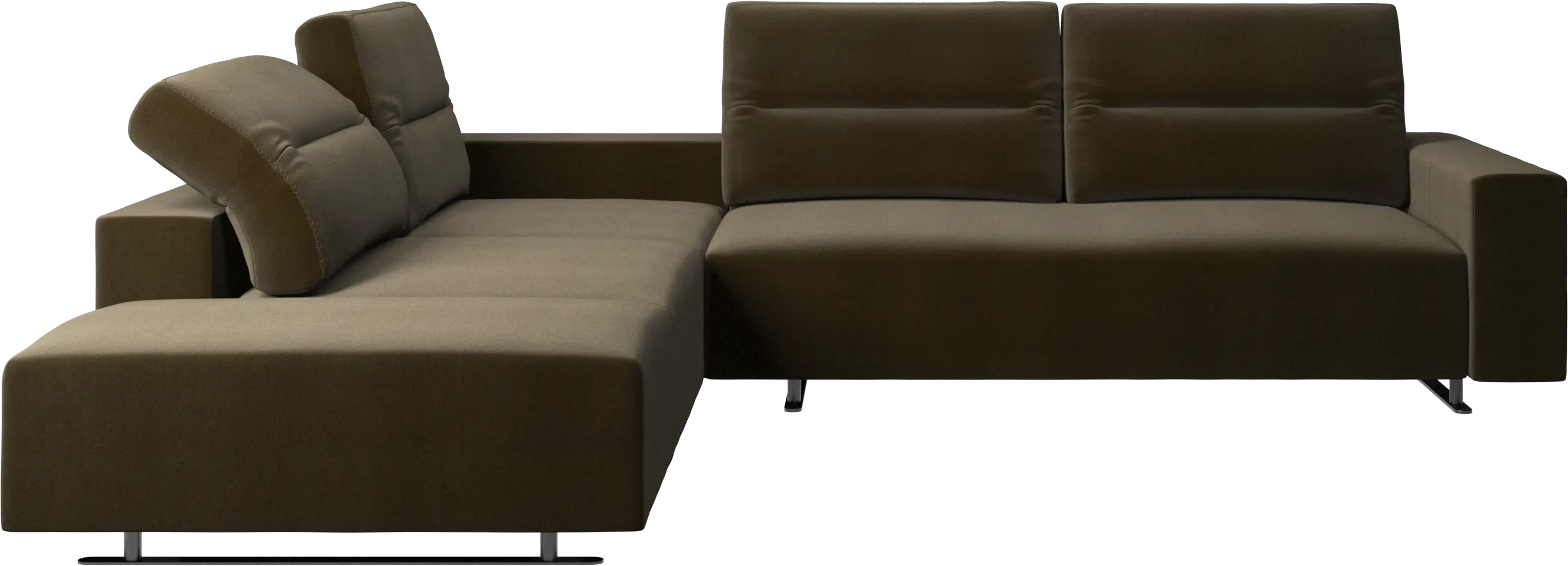 Hampton corner sofa with adjustable back and storage on right side