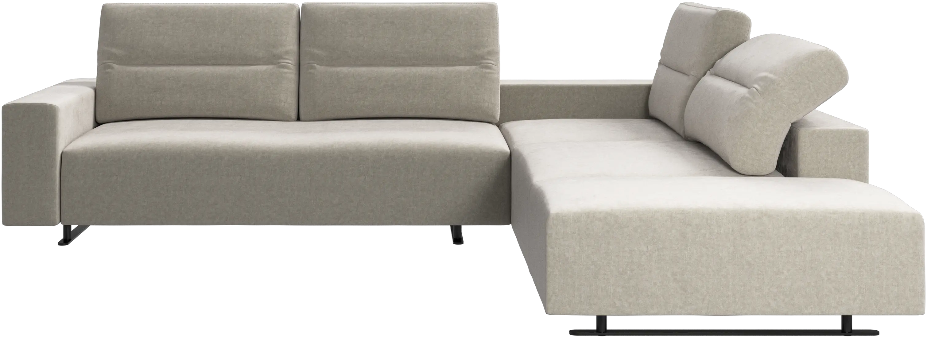 Hampton corner sofa with adjustable back and storage on left side