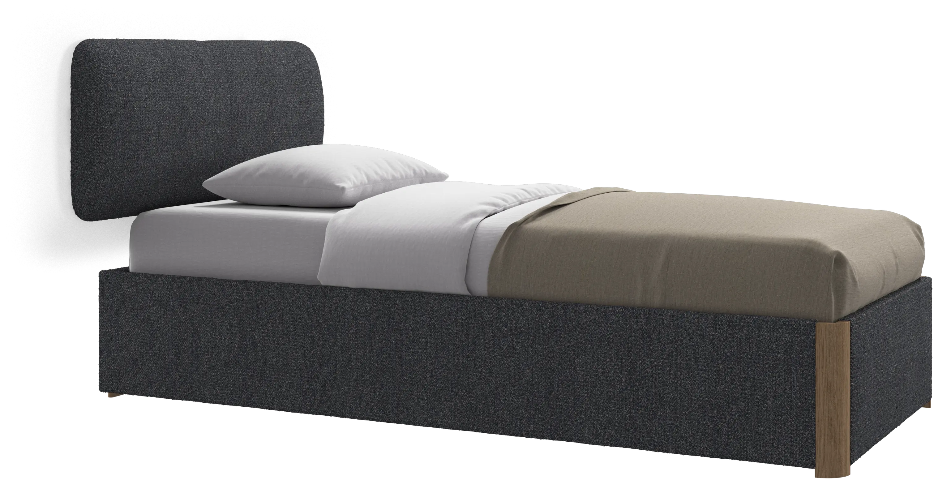 Element bed, wall-mounted headboard, with slats and storage solution, excl. mattress