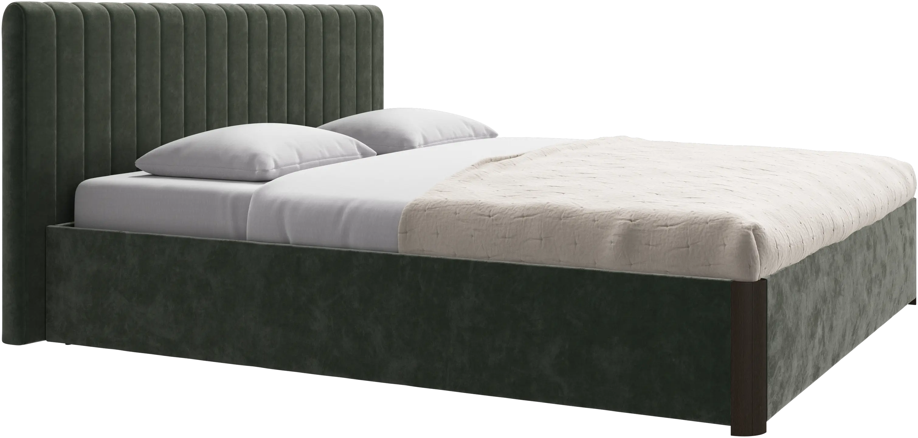 Element bed, bed-mounted headboard, with slats and storage solution, excl. mattress