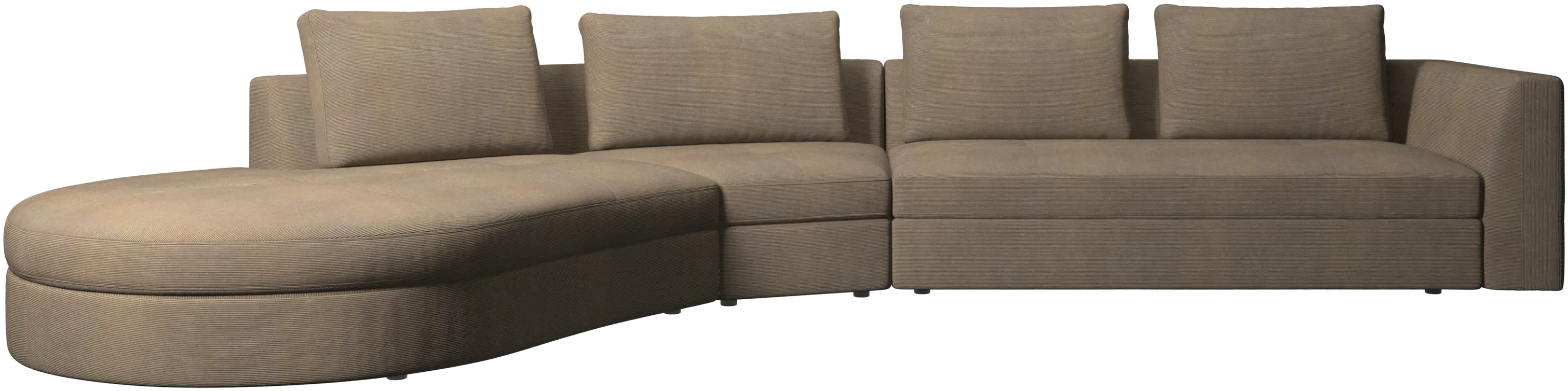 Bergamo sofa with round lounging unit, left