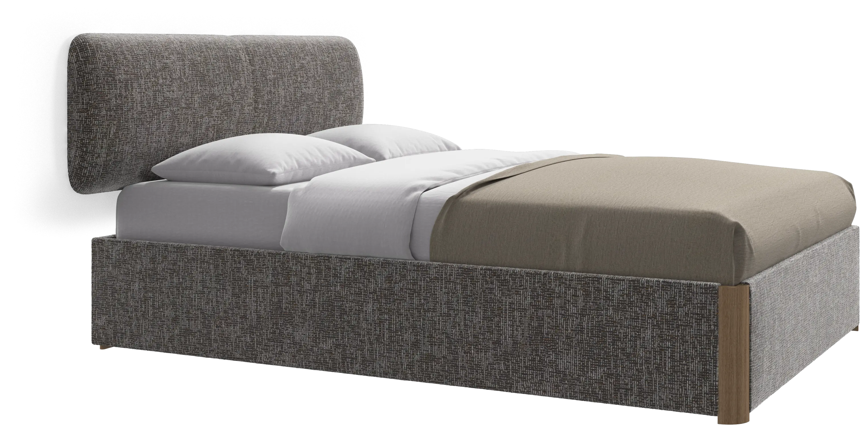 Element bed, wall-mounted headboard, with slats and storage solution, excl. mattress