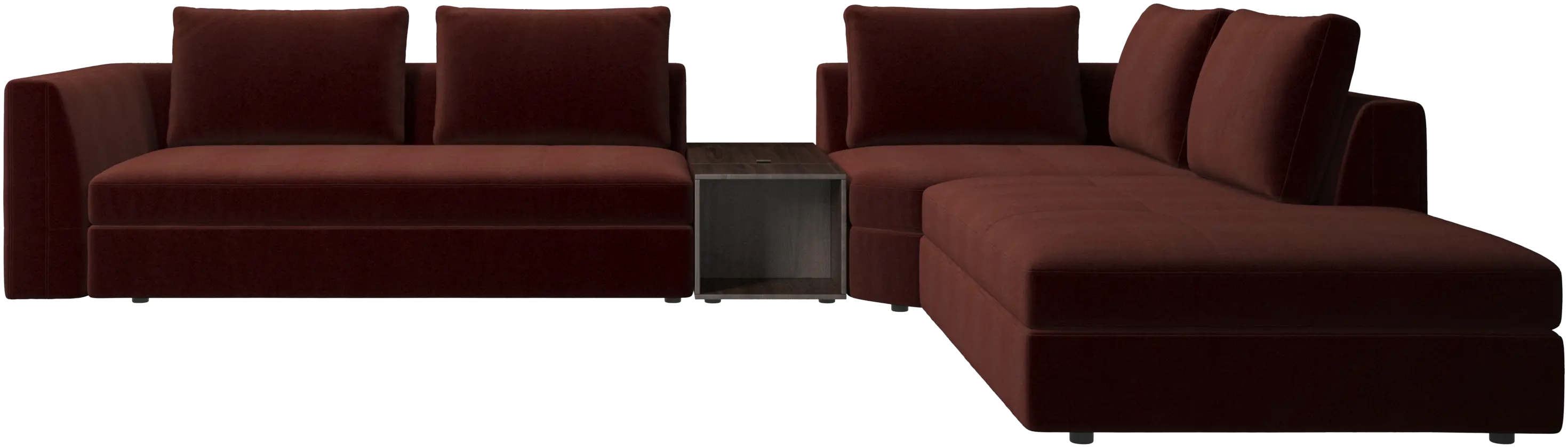 Bergamo corner sofa with lounging unit and footstool w/storage